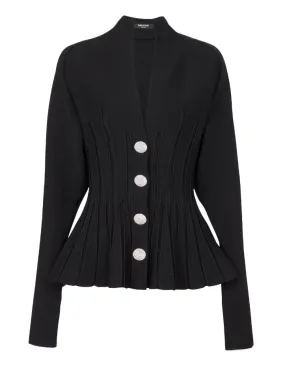 Balmain rib-knit pleated cardigan