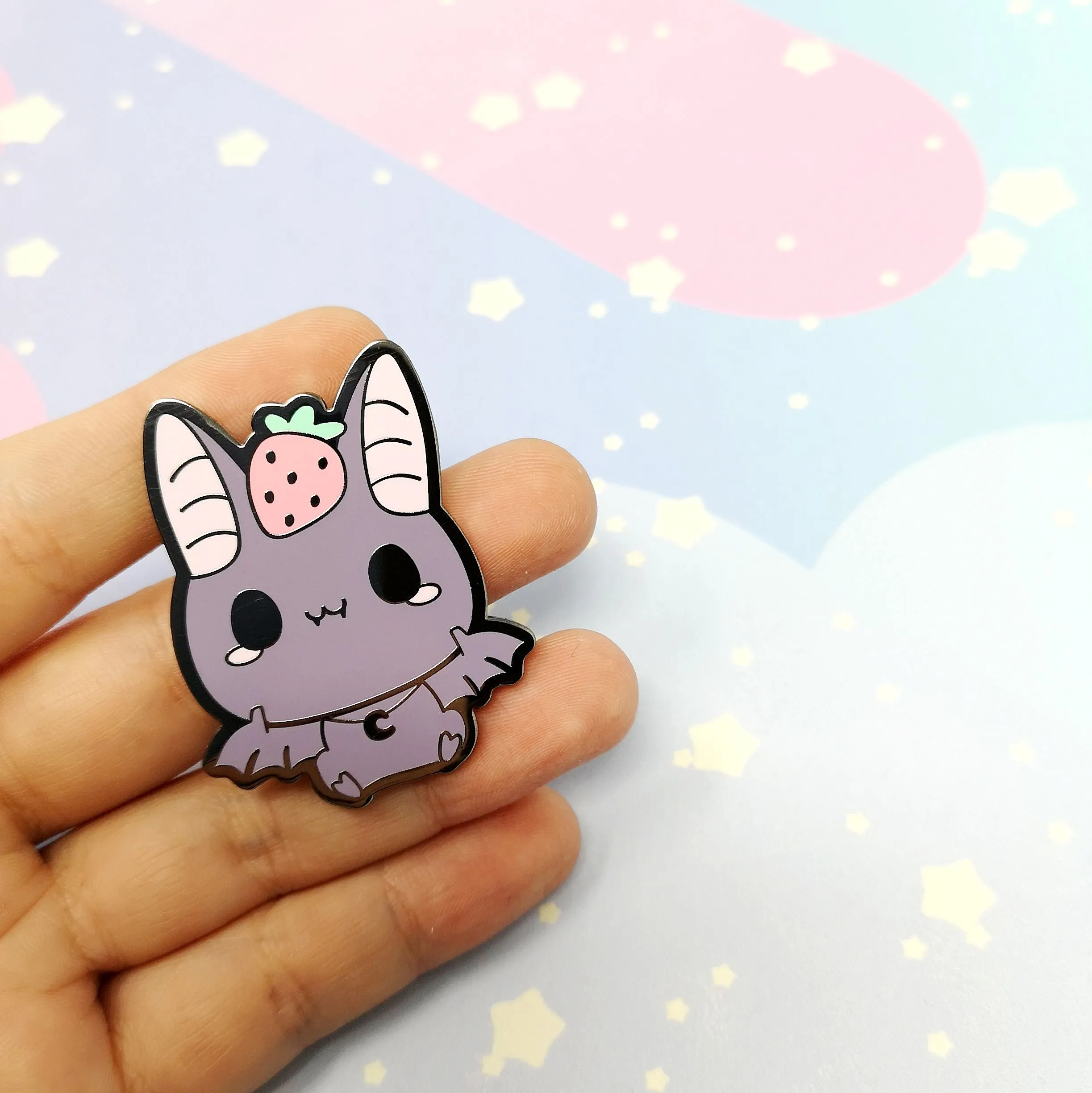 Bat   Strawberry -- Hard Enamel Pin -- Favorite Snacks Collection