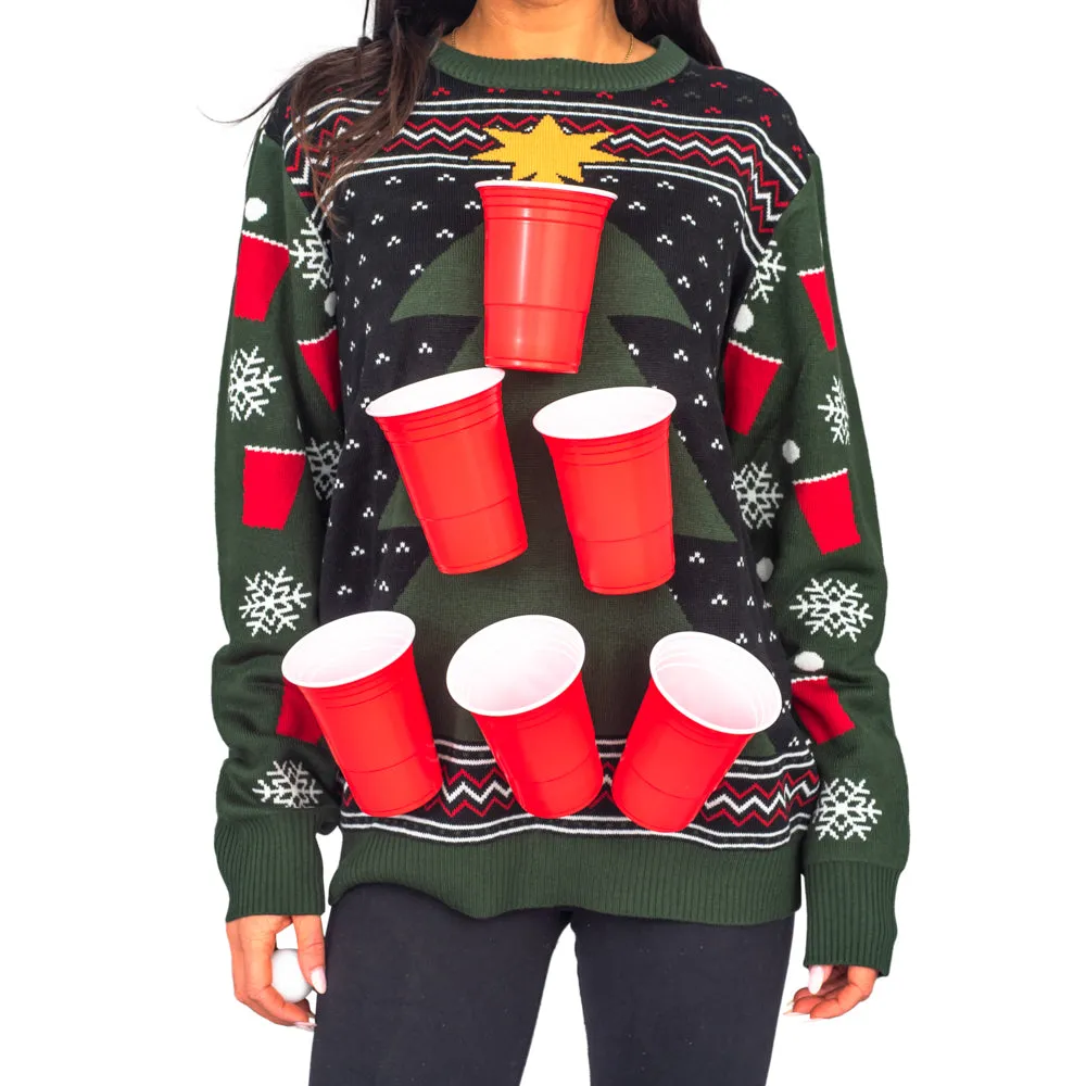 Beer Pong 3D Ugly Christmas Sweater