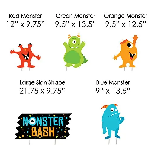 Big Dot of Happiness Monster Bash - Yard Sign & Outdoor Lawn Decorations - Little Monster Birthday Party or Baby Shower Yard Signs - Set of 8