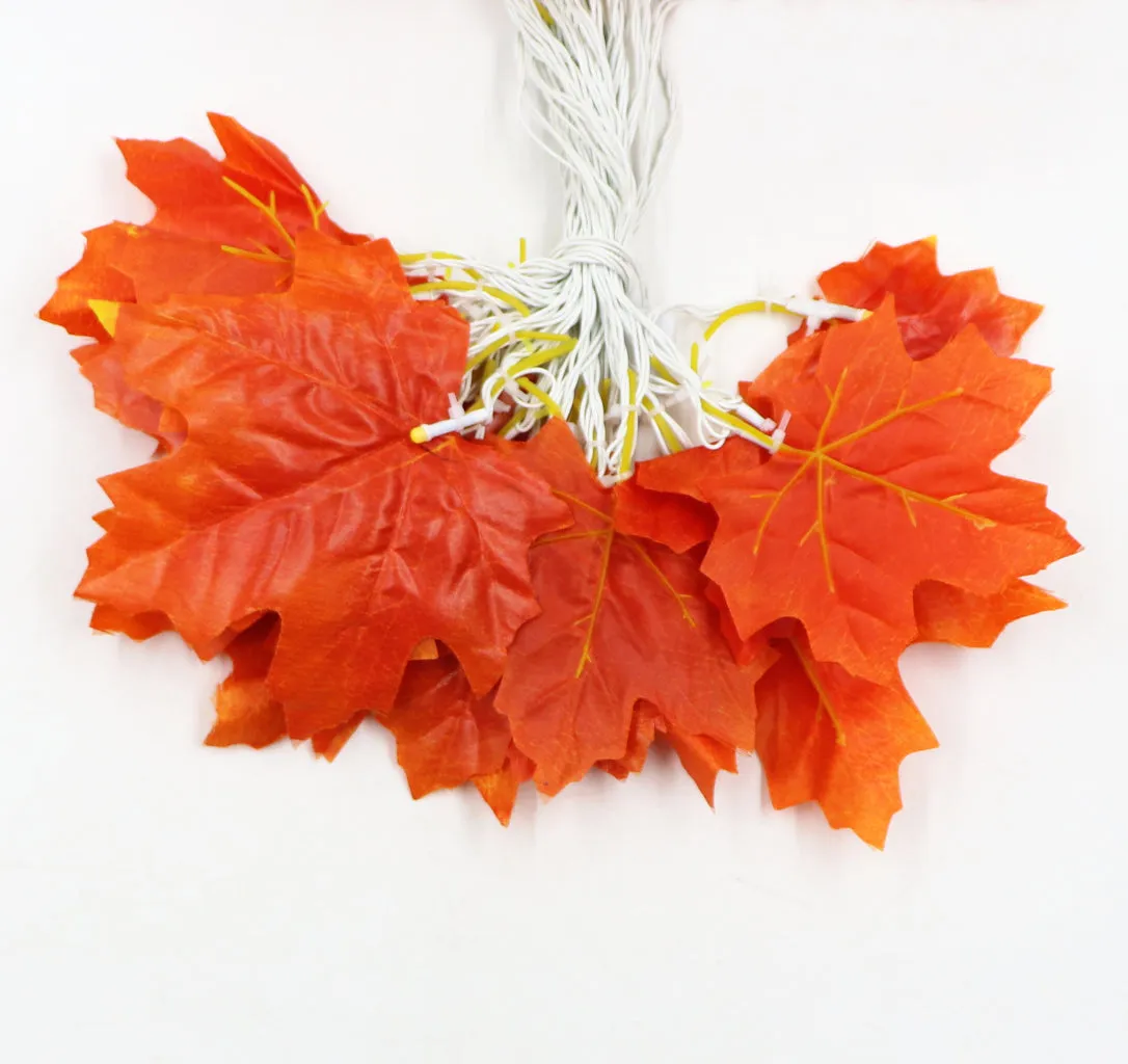 Big Orange Maple Leaf 38 LED String Fairy Lights