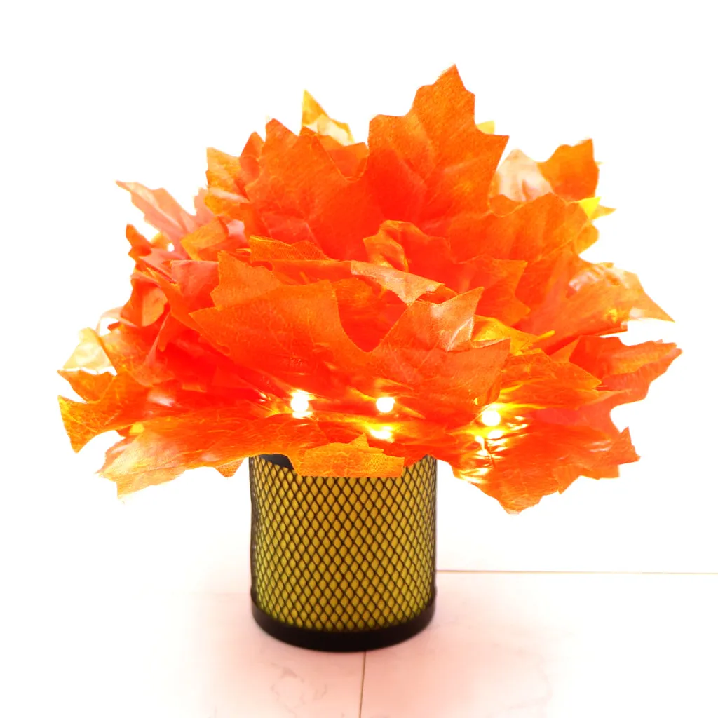 Big Orange Maple Leaf 38 LED String Fairy Lights