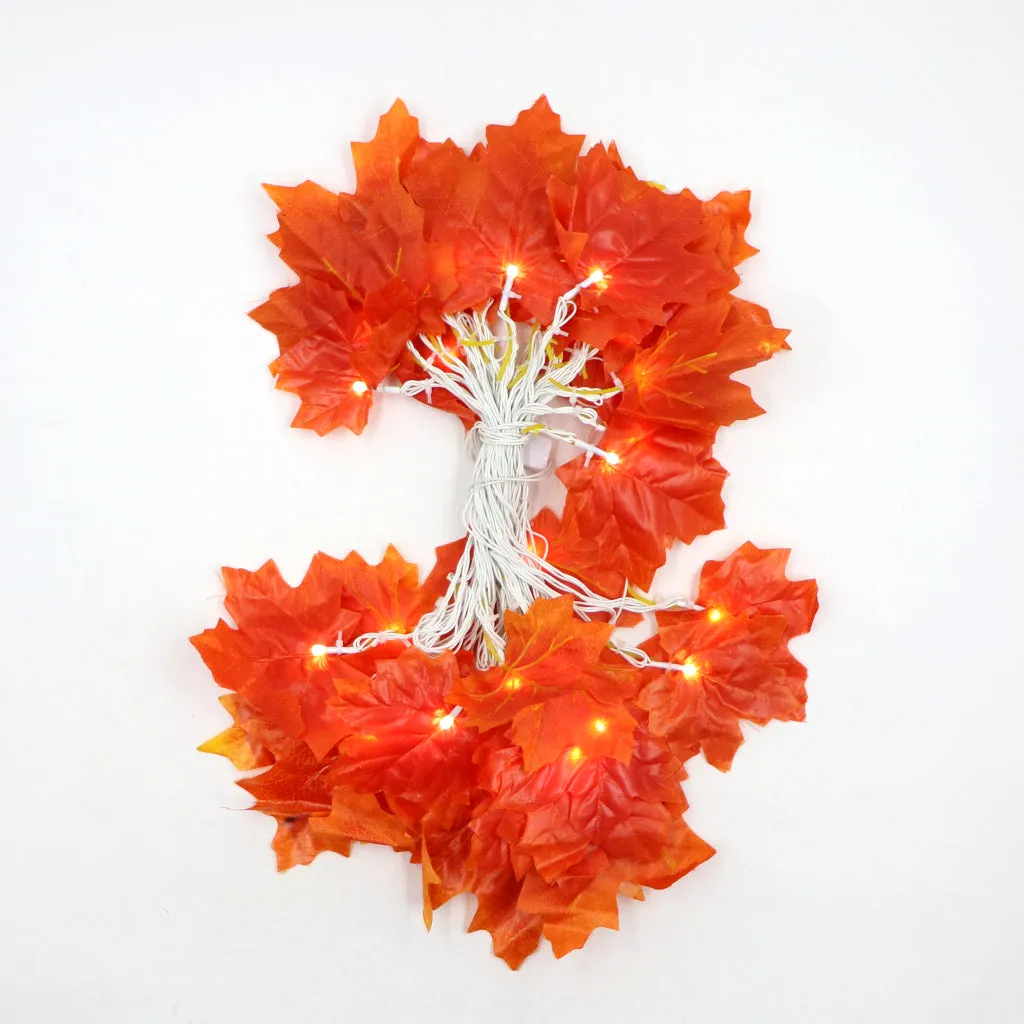 Big Orange Maple Leaf 38 LED String Fairy Lights