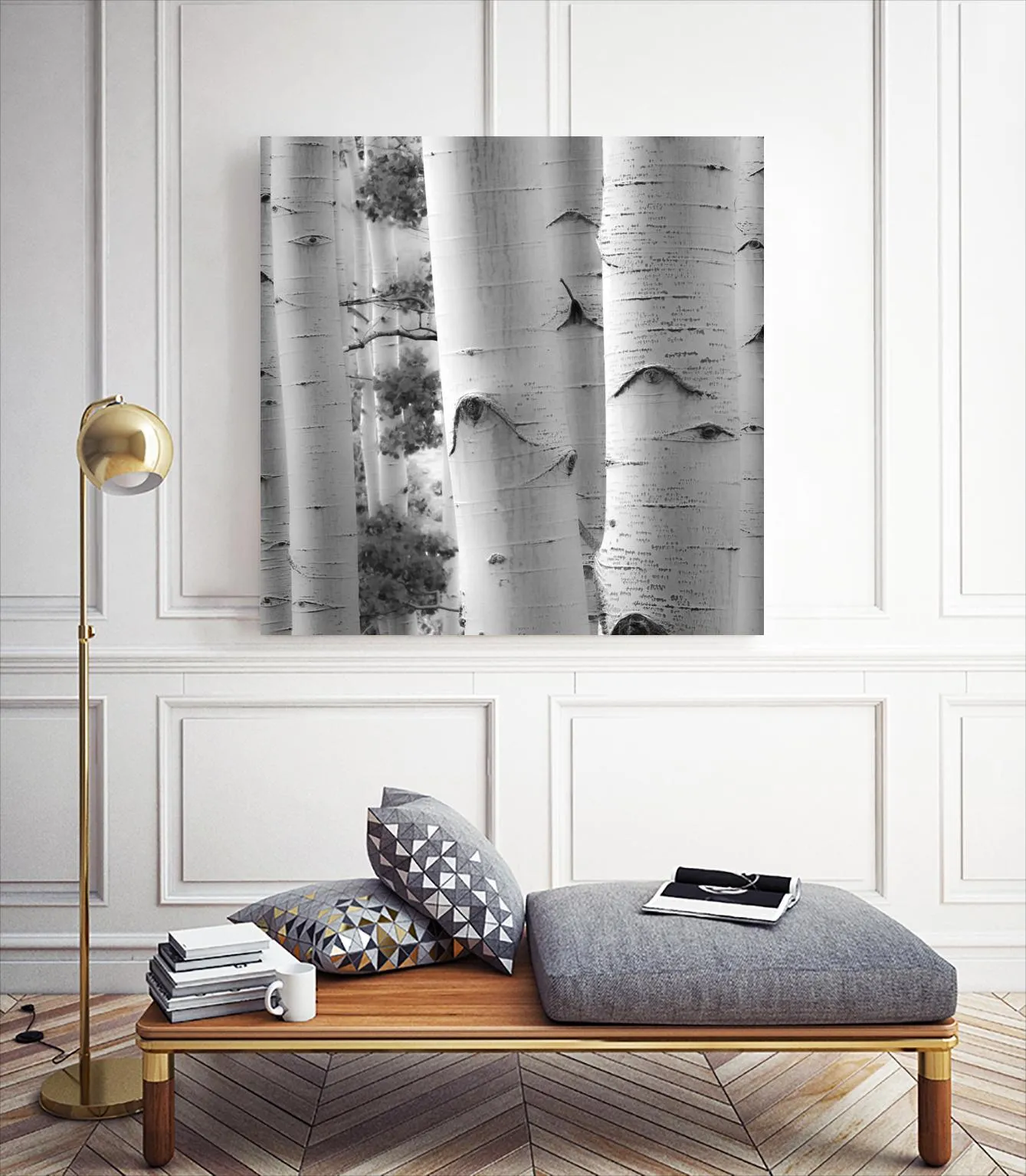 Birches in Grey I