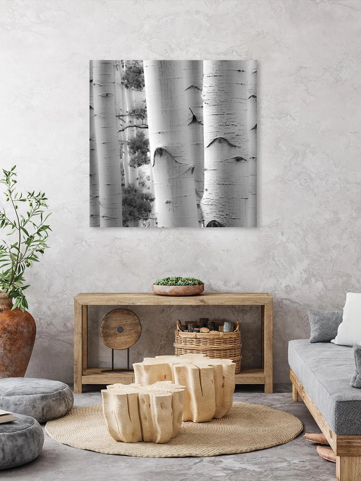 Birches in Grey I