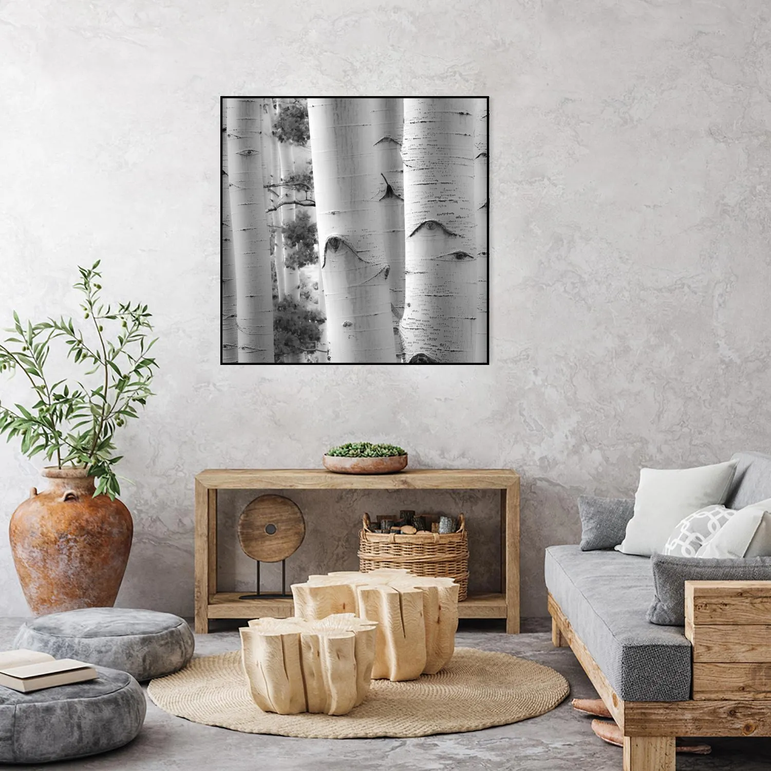 Birches in Grey I