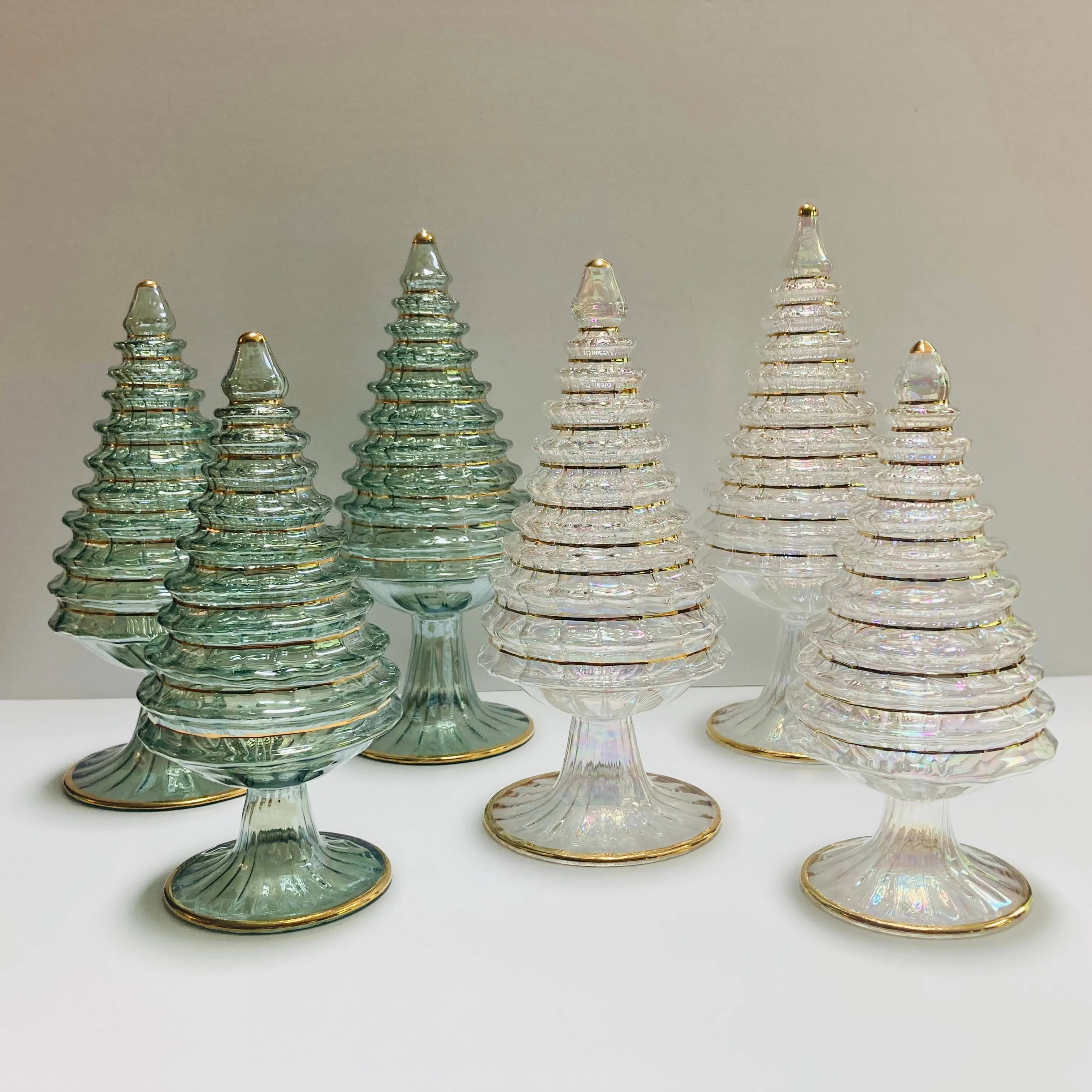 Blown Glass Tabletop Christmas Tree - Green Spruce: Small