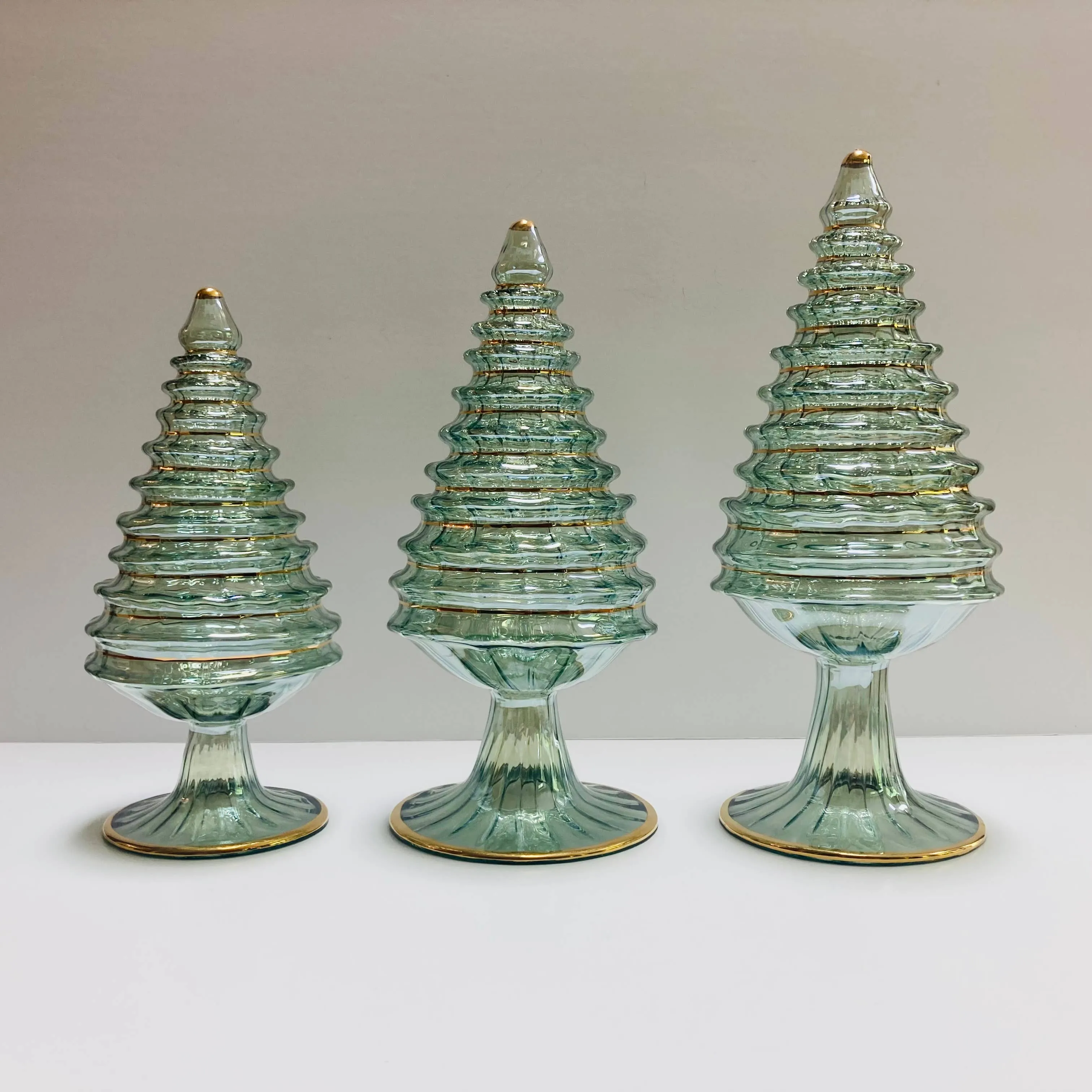 Blown Glass Tabletop Christmas Tree - Green Spruce: Small