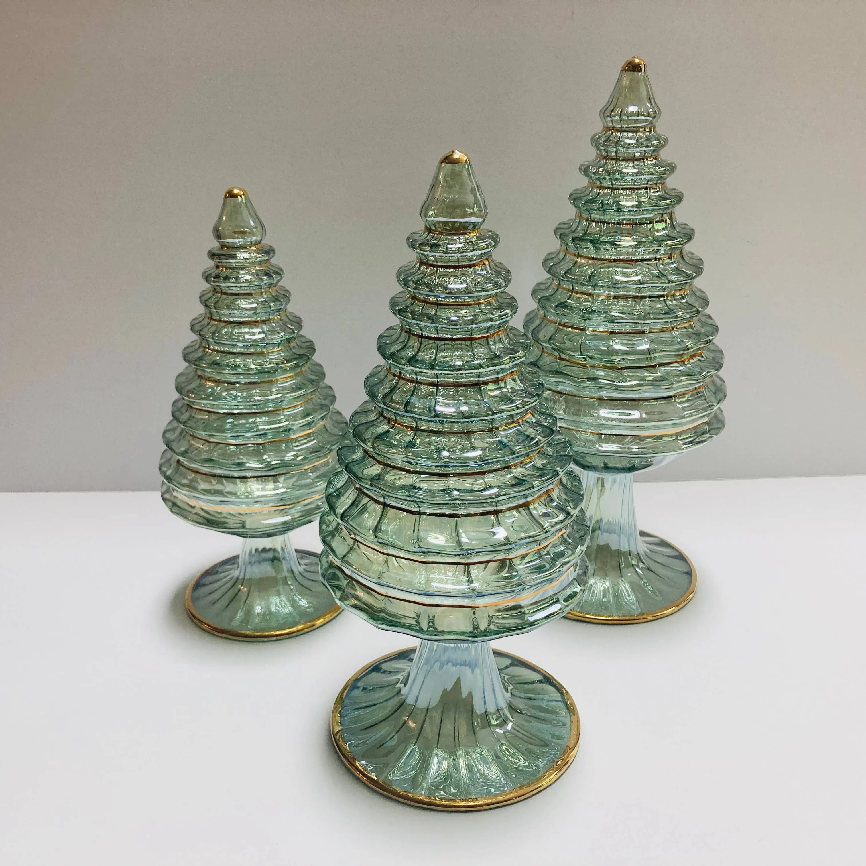 Blown Glass Tabletop Christmas Tree - Green Spruce: Small