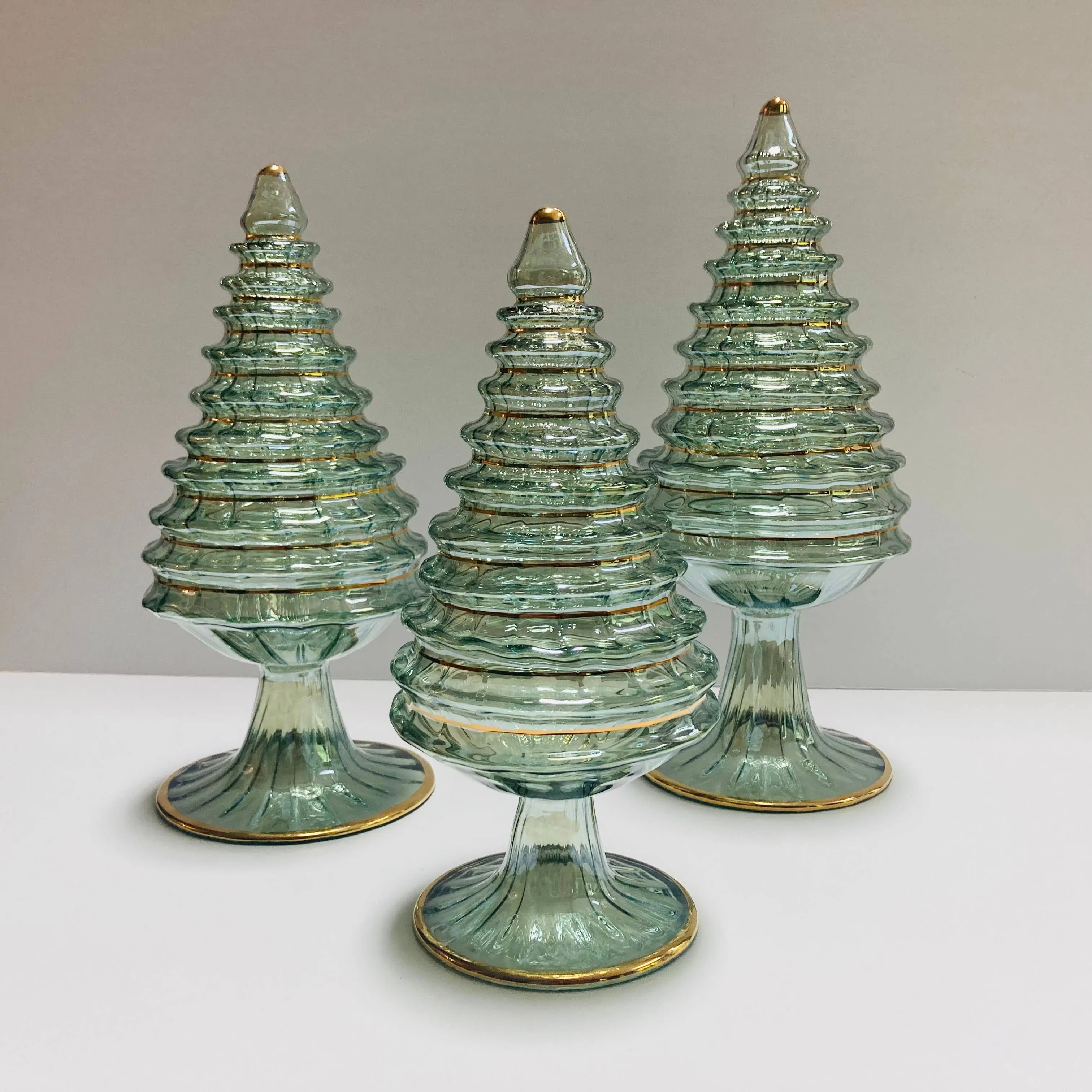 Blown Glass Tabletop Christmas Tree - Green Spruce: Small