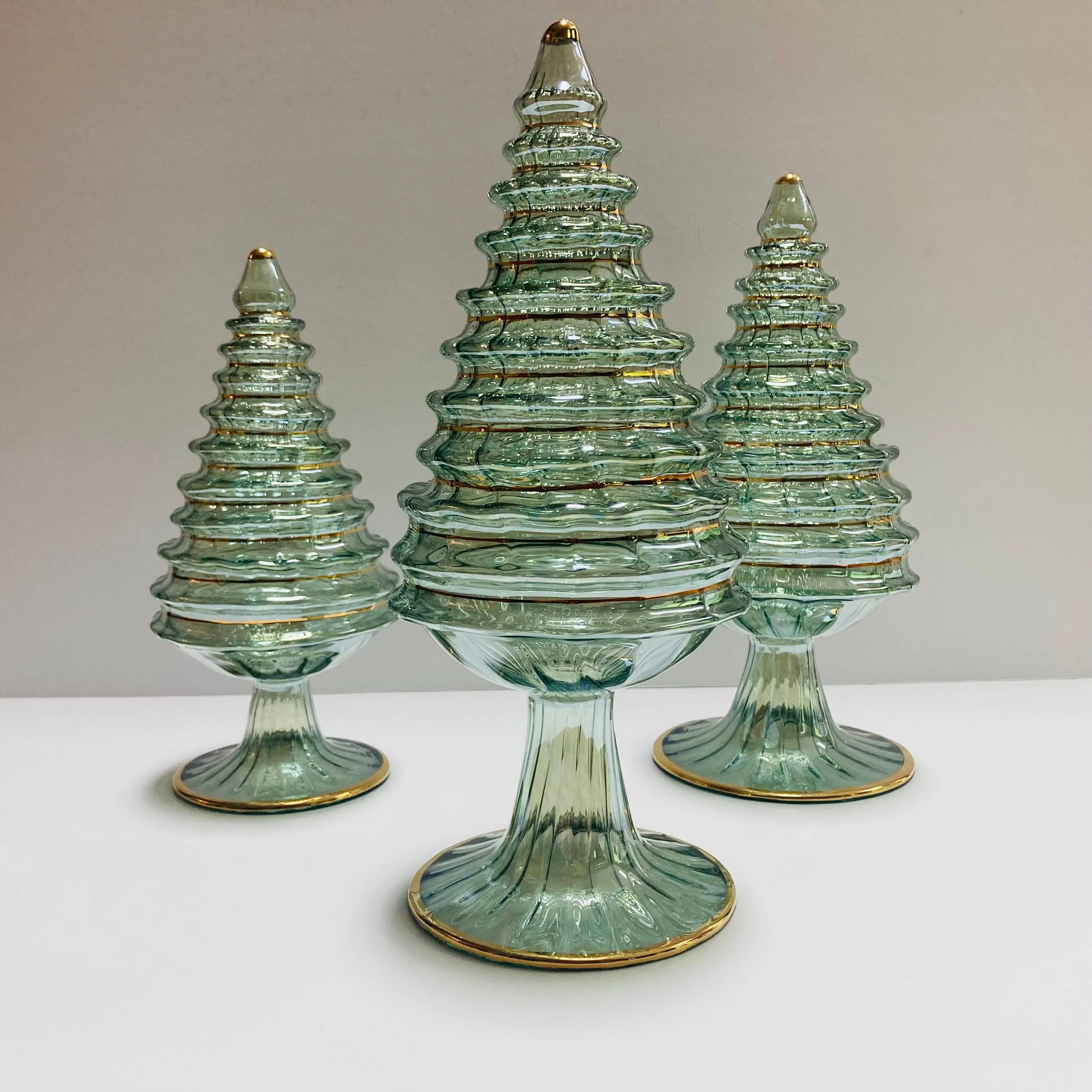 Blown Glass Tabletop Christmas Tree - Green Spruce: Small