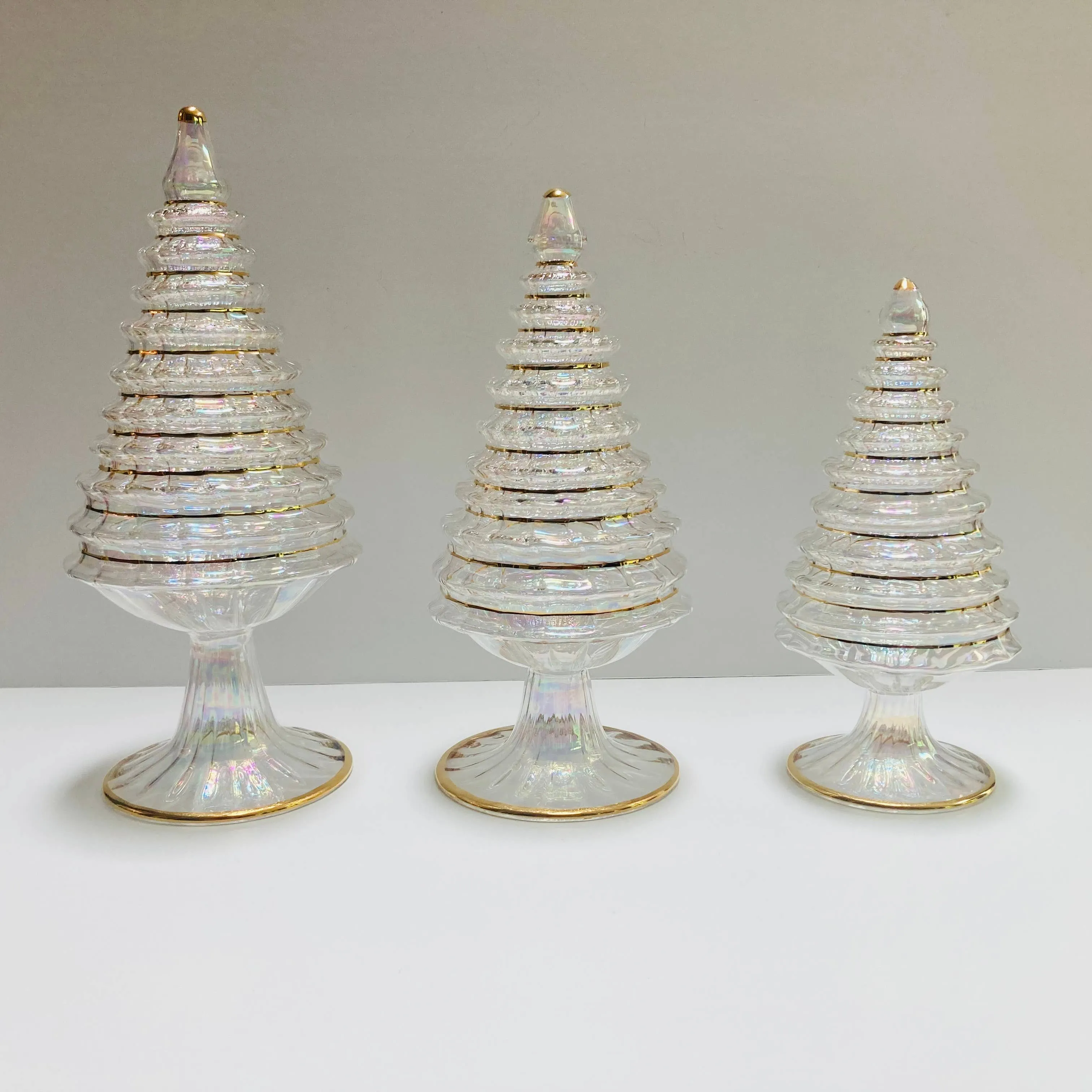 Blown Glass Tabletop Christmas Tree - White Spruce: Small