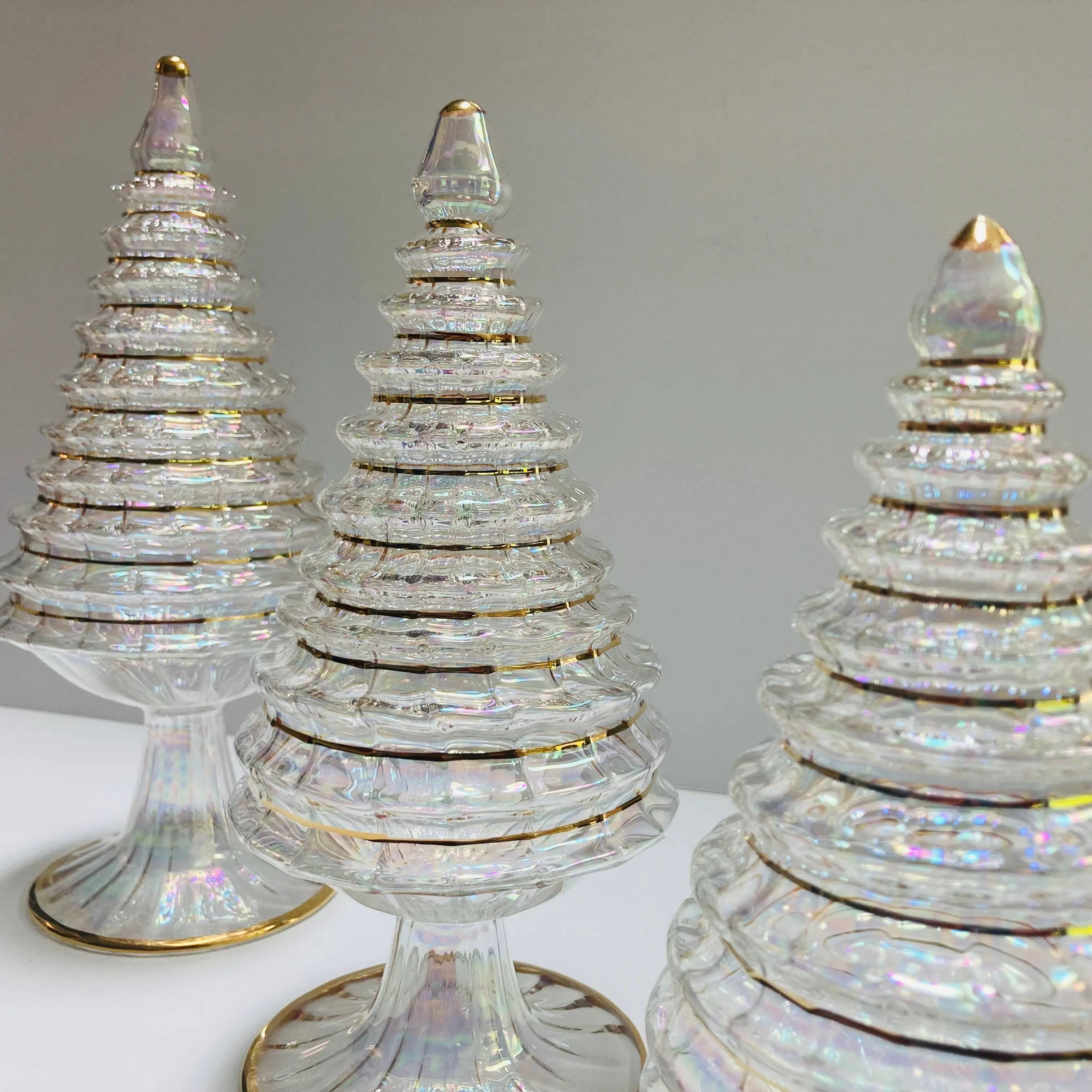 Blown Glass Tabletop Christmas Tree - White Spruce: Small