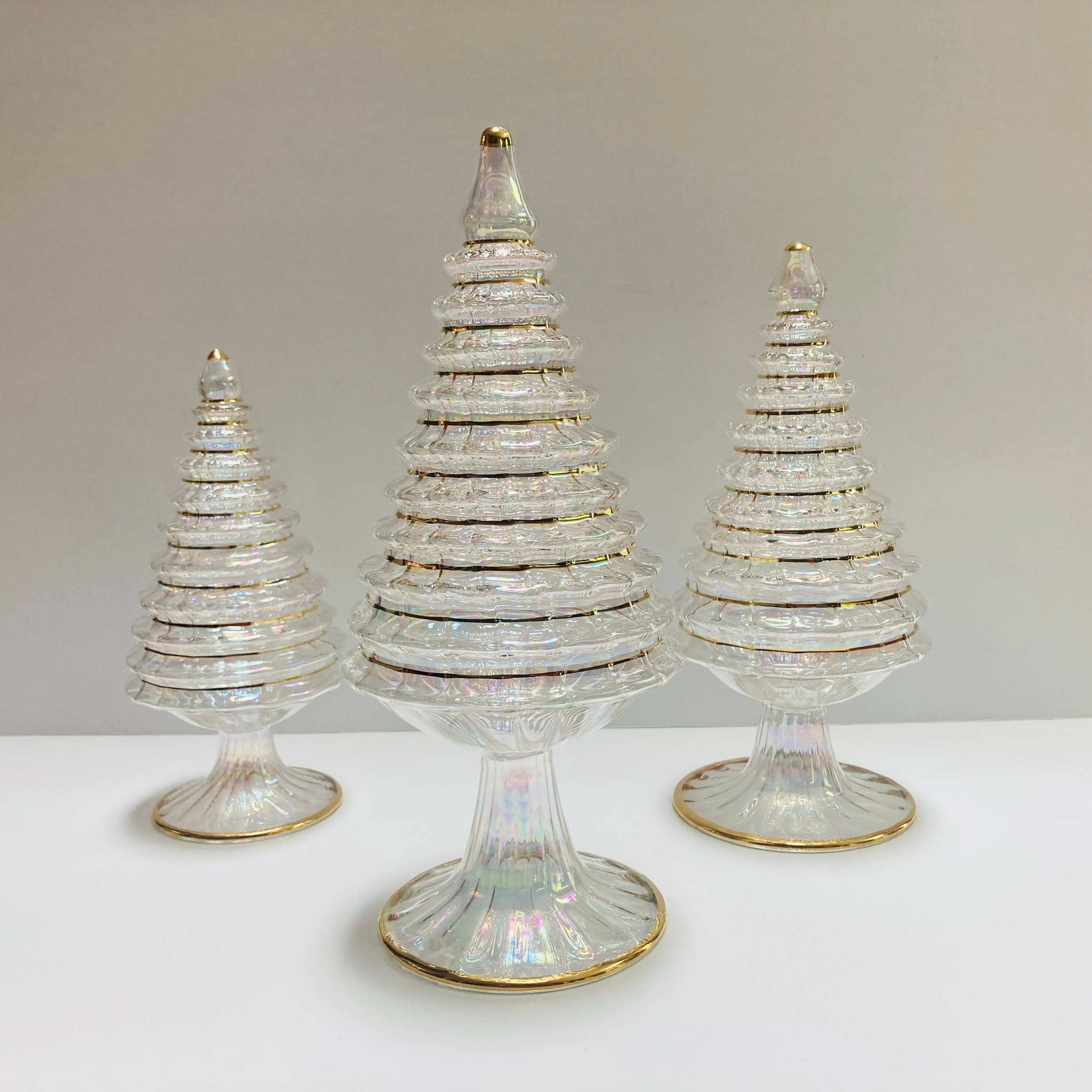 Blown Glass Tabletop Christmas Tree - White Spruce: Small