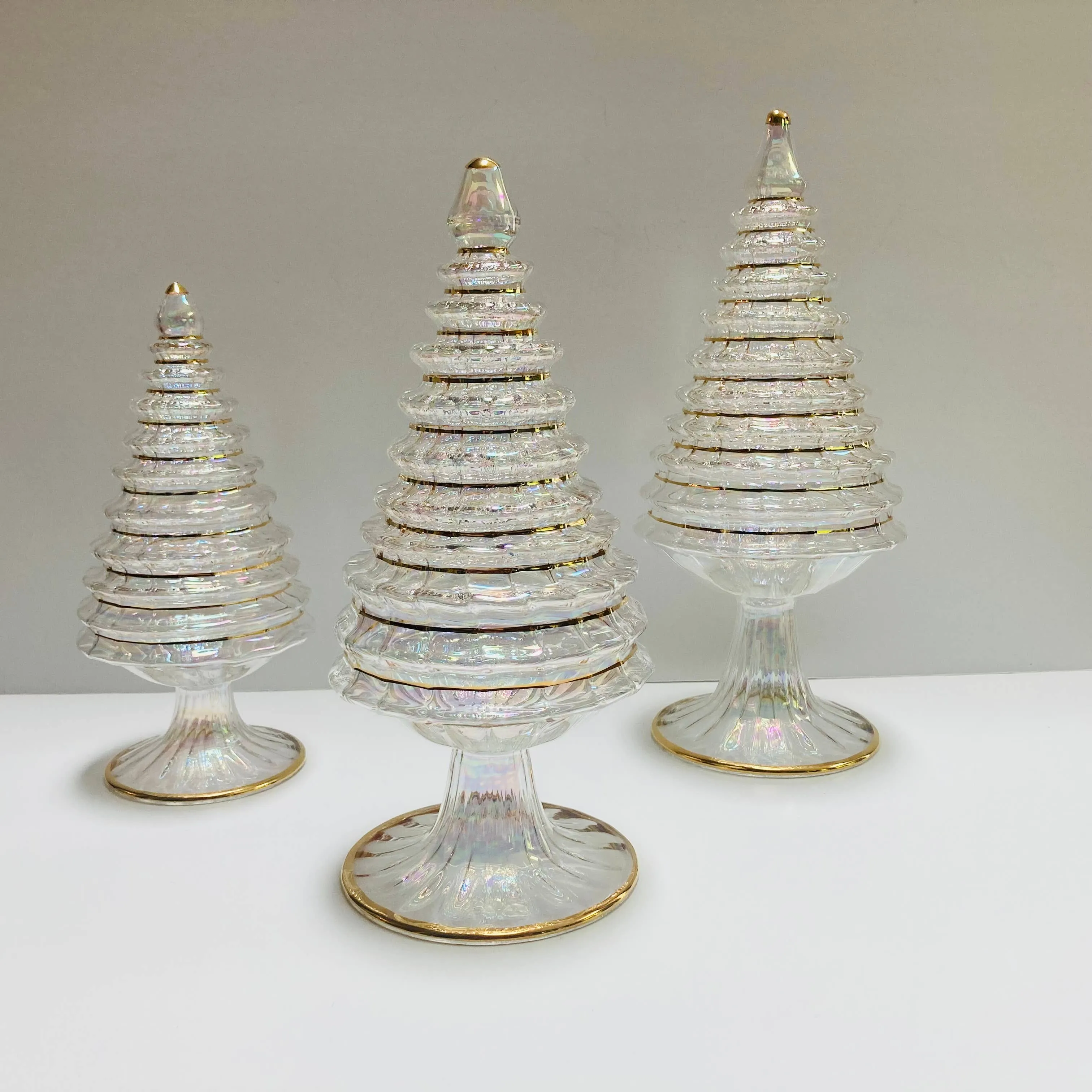 Blown Glass Tabletop Christmas Tree - White Spruce: Small