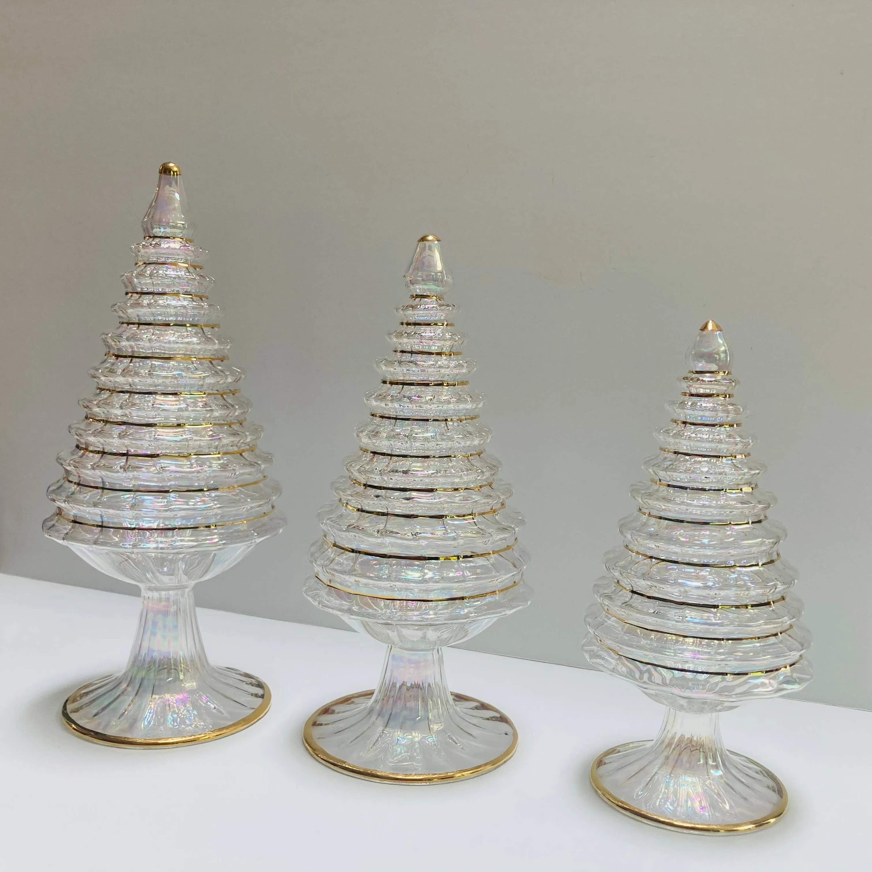 Blown Glass Tabletop Christmas Tree - White Spruce: Small