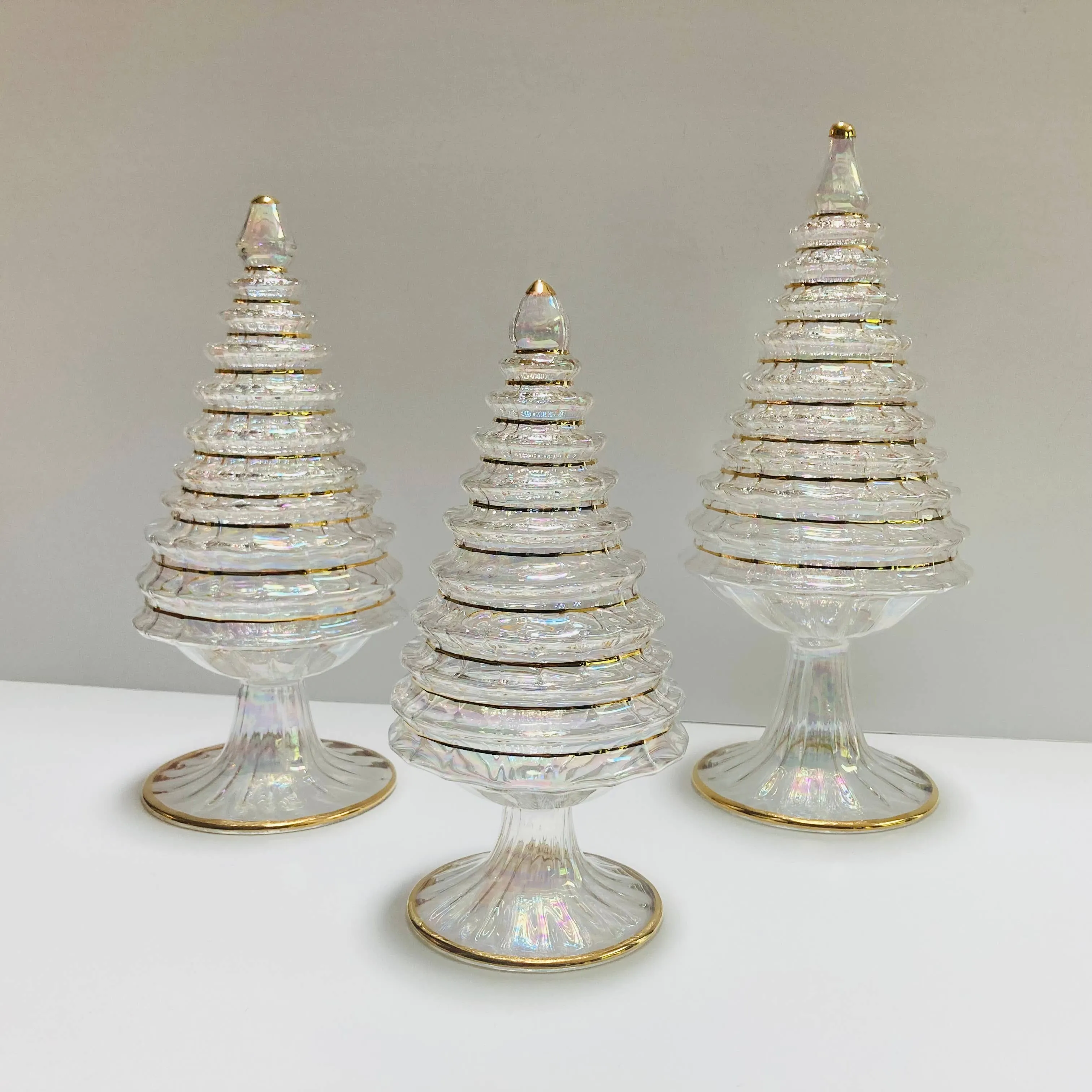 Blown Glass Tabletop Christmas Tree - White Spruce: Tall