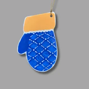 Blue and Yellow Mitten Ornament