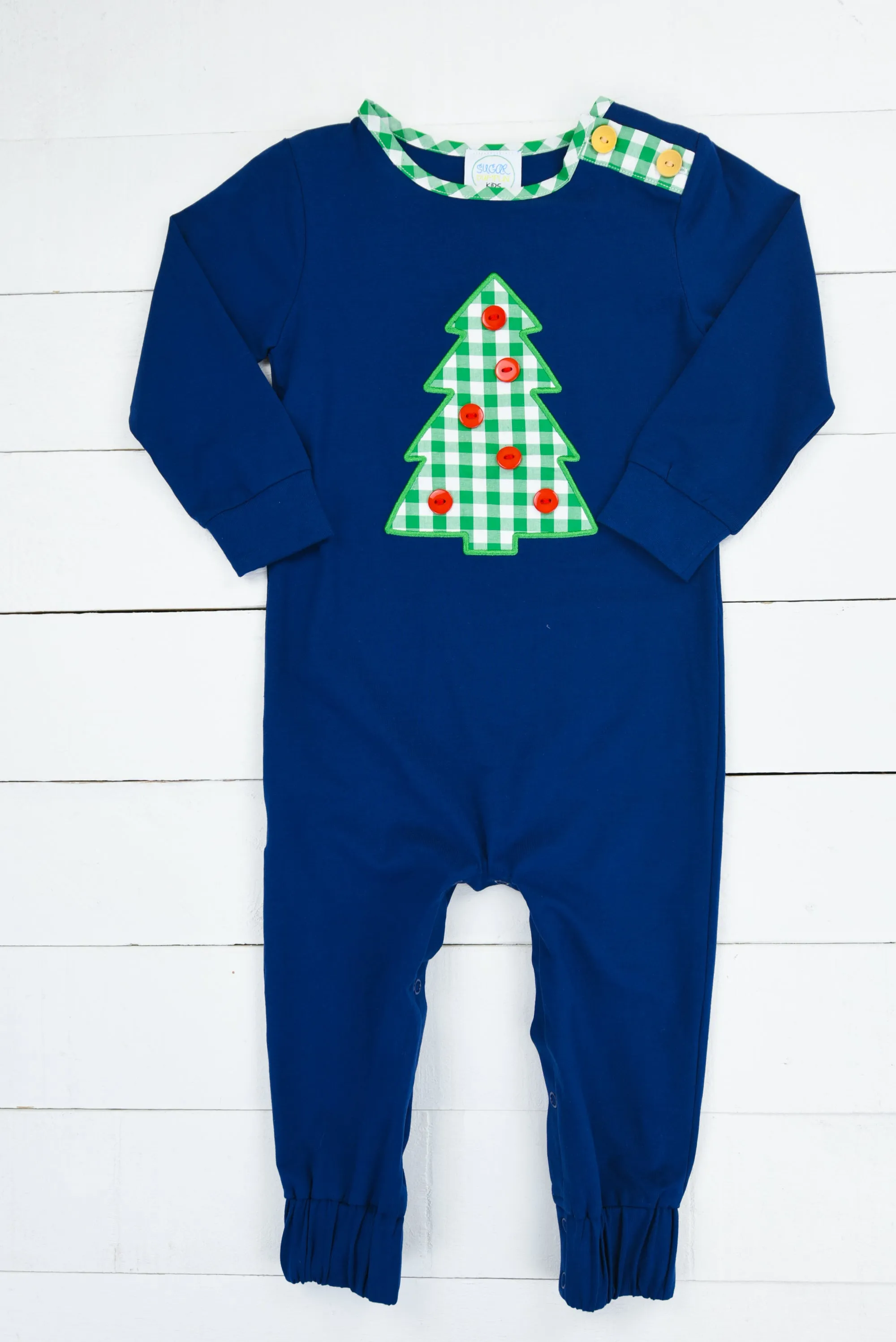 Boys Christmas Tree Applique Romper