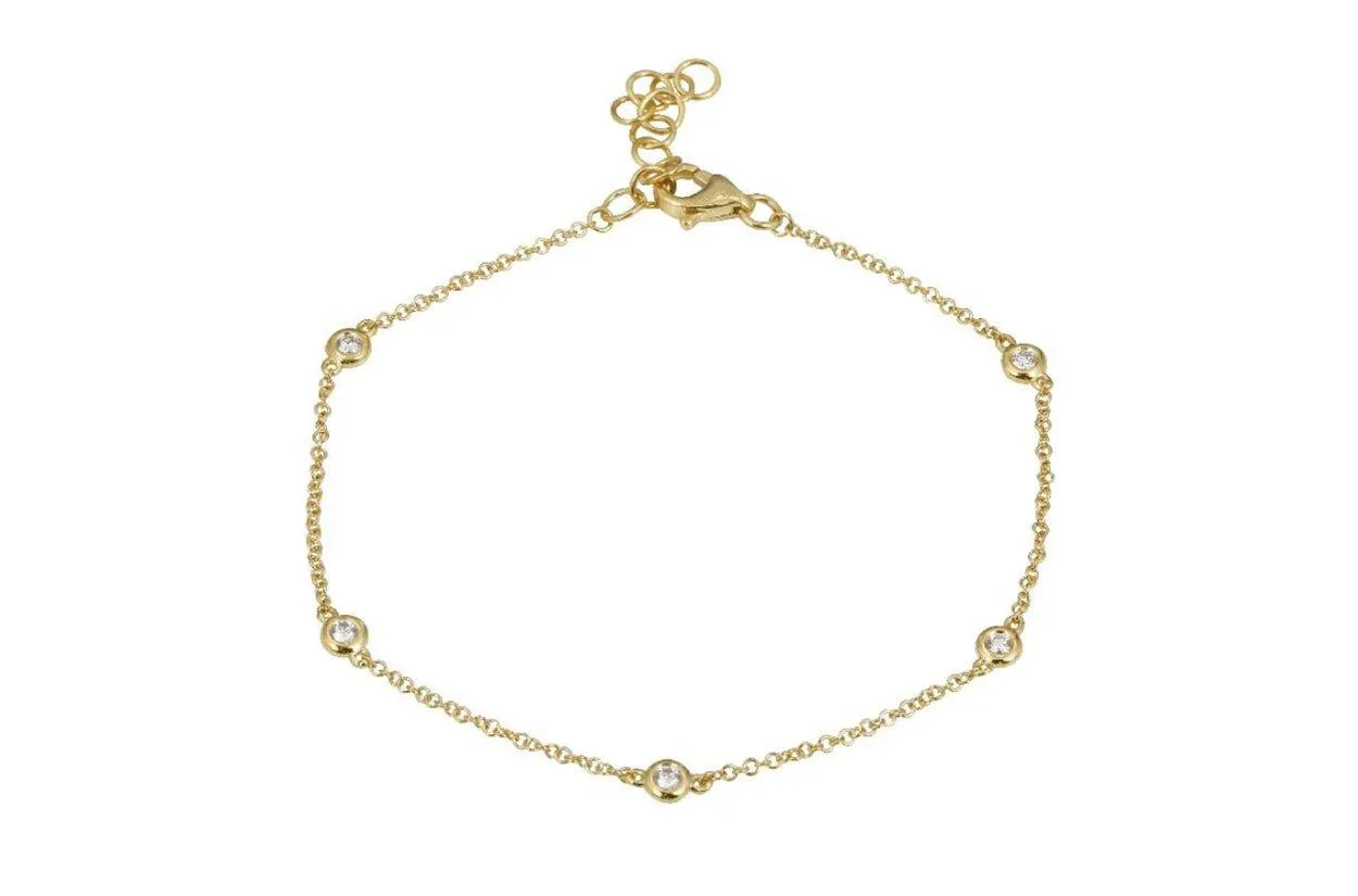 Bracelet 14kt Gold Diamond By The Yard Chain