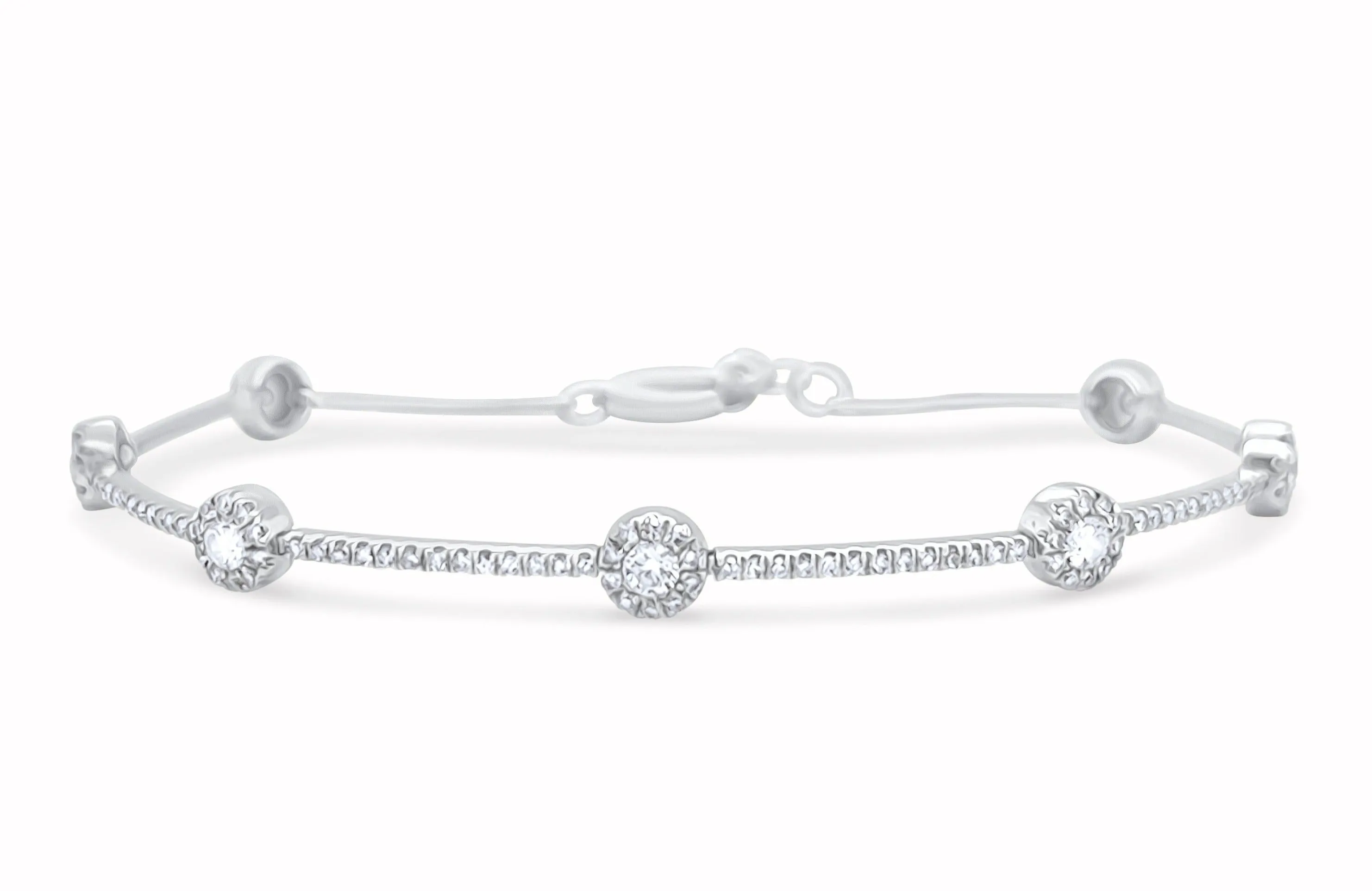 Bracelet 14kt White Gold Diamonds and Halo Diamonds