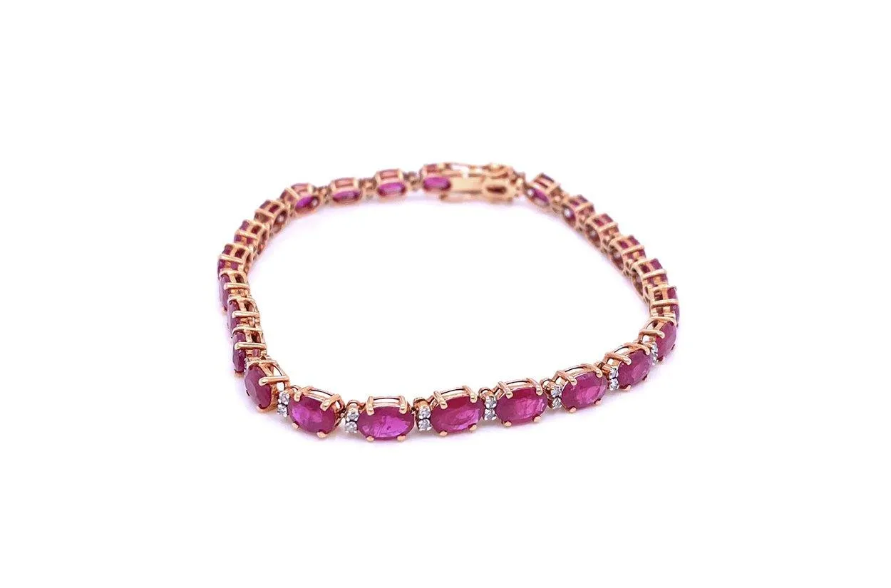 Bracelet 18kt Rose Gold Rubies & Diamonds