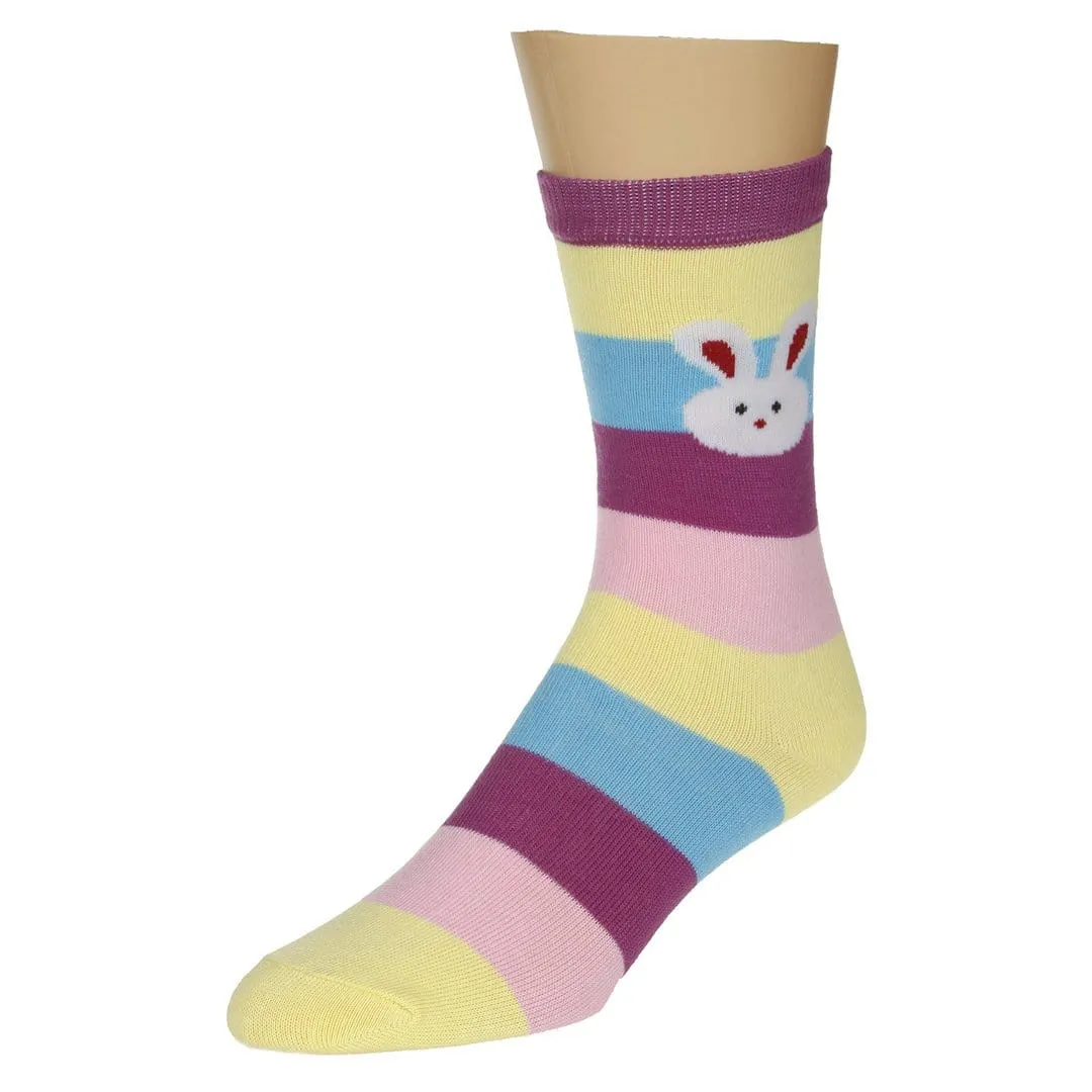 Bunny Socks with Wide Stripes Women's Crew Sock