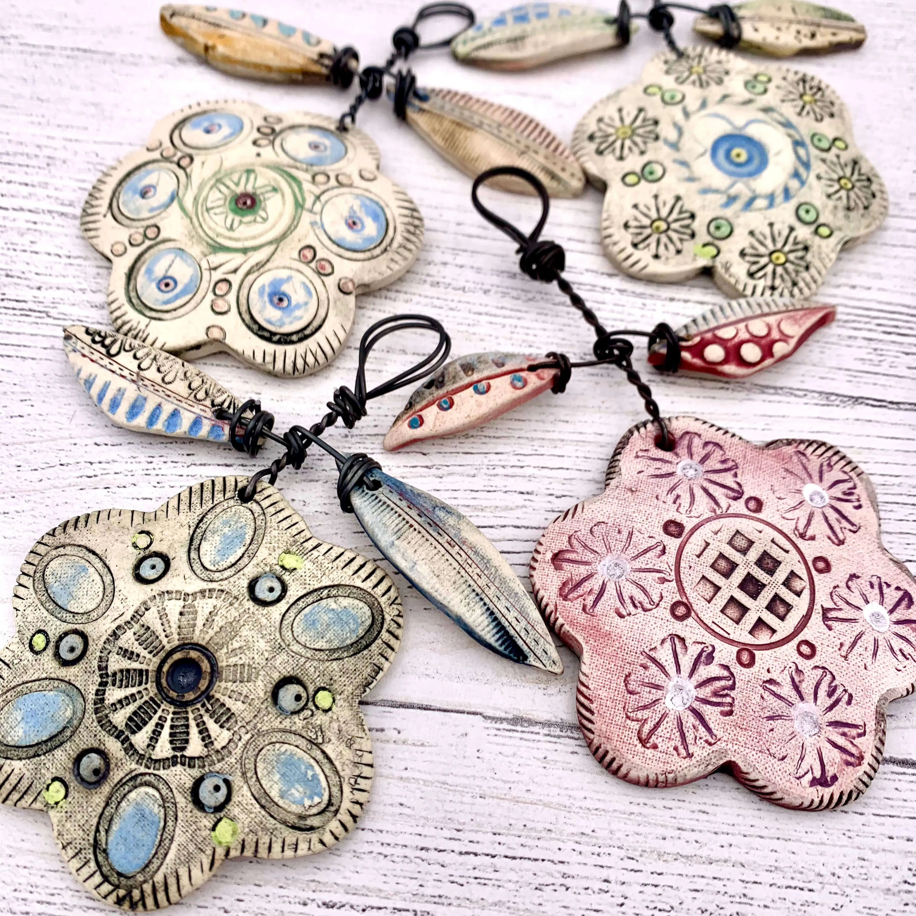 Ceramic Patterned Flower Decorations