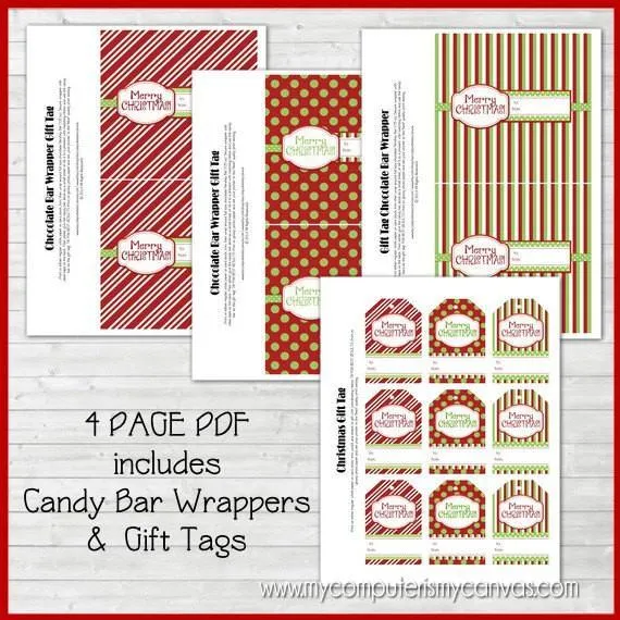 Christmas Candy Bar Wrapper {GIFT TAG} PRINTABLE {Clearance}