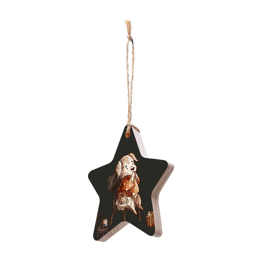 Christmas Decorations ANTICIPATION- Wooden Xmas Star And Fridge Magnet