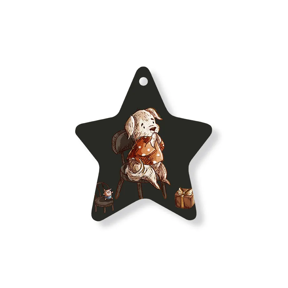 Christmas Decorations ANTICIPATION- Wooden Xmas Star And Fridge Magnet