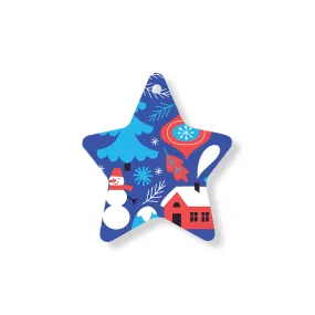 Christmas Decorations BLUE XMAS- Wooden Xmas Star And Fridge Magnet