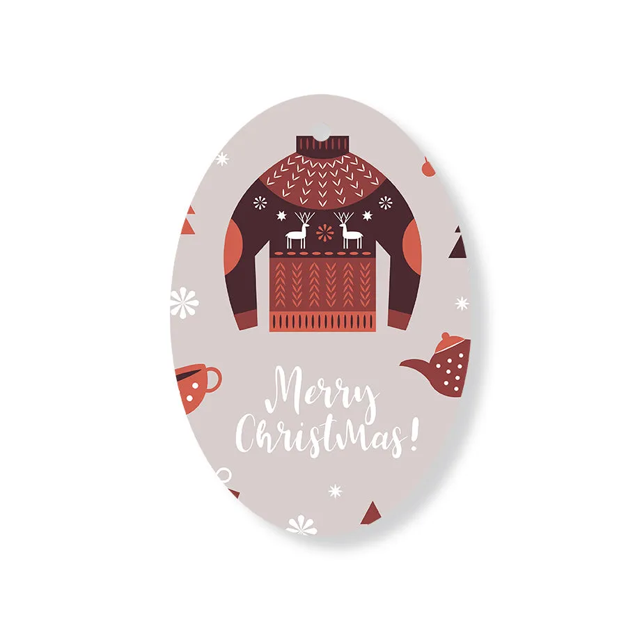 Christmas Decorations CHRISTMAS JUMPER- Wooden Xmas Oval Decoration and Fridge Magnet