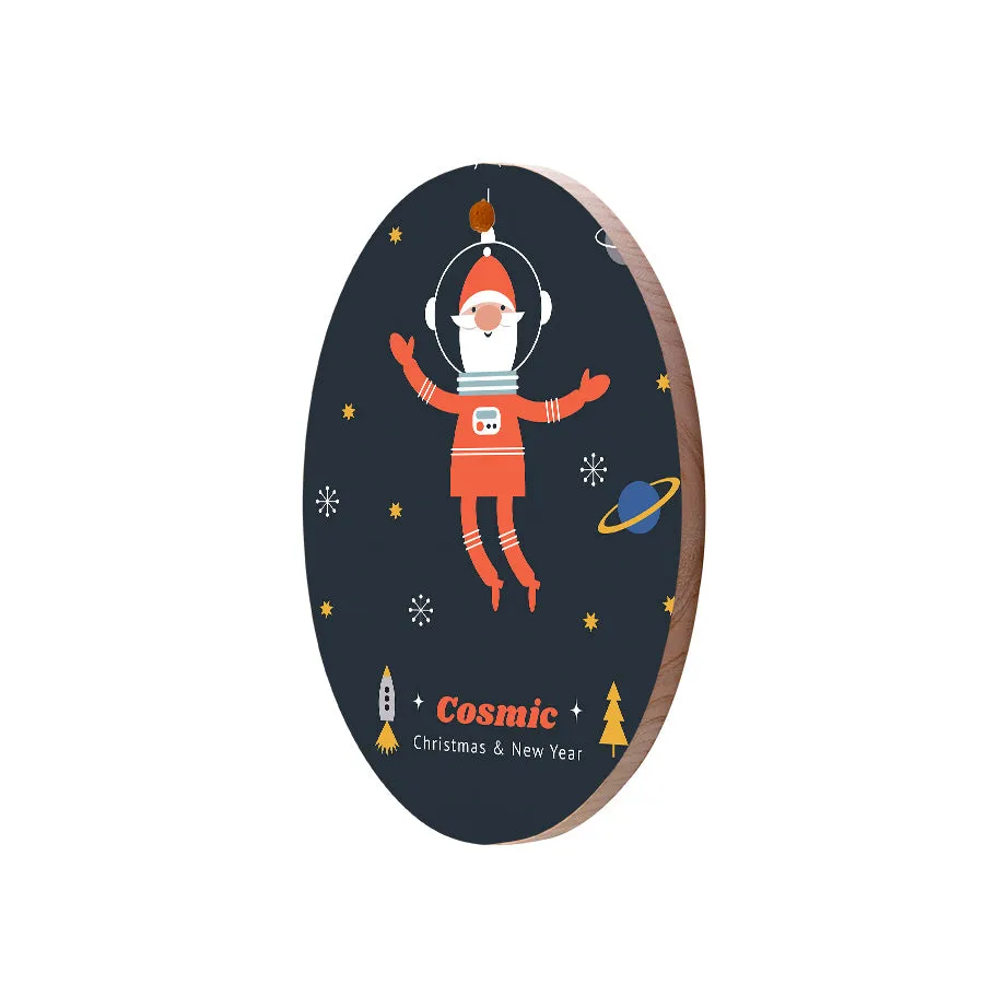 Christmas Decorations COSMIC SANTA- Wooden Xmas Oval Decoration and Fridge Magnet