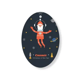 Christmas Decorations COSMIC SANTA- Wooden Xmas Oval Decoration and Fridge Magnet