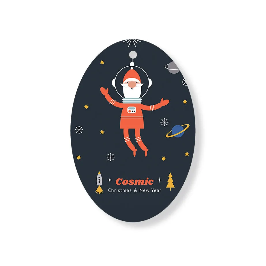 Christmas Decorations COSMIC SANTA- Wooden Xmas Oval Decoration and Fridge Magnet