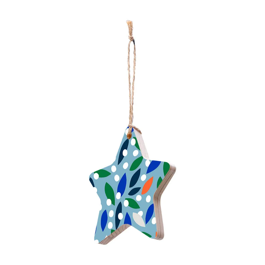 Christmas Decorations FLORAL DROPS- Wooden Xmas Star And Fridge Magnet