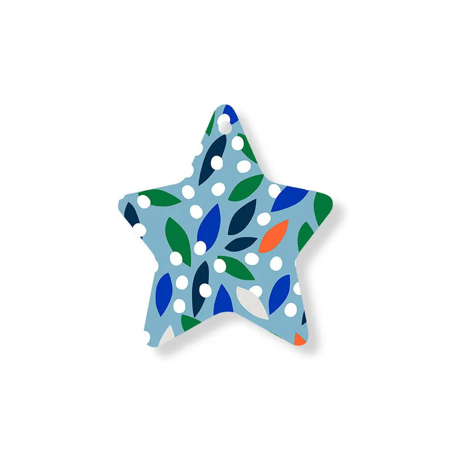 Christmas Decorations FLORAL DROPS- Wooden Xmas Star And Fridge Magnet