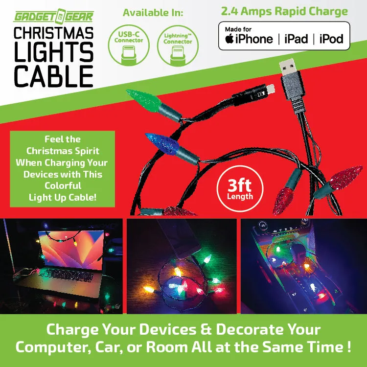 Christmas Light 3FT Lightning / USB-C Sync and Charge Cables - 6 Pieces Per Pack 25327