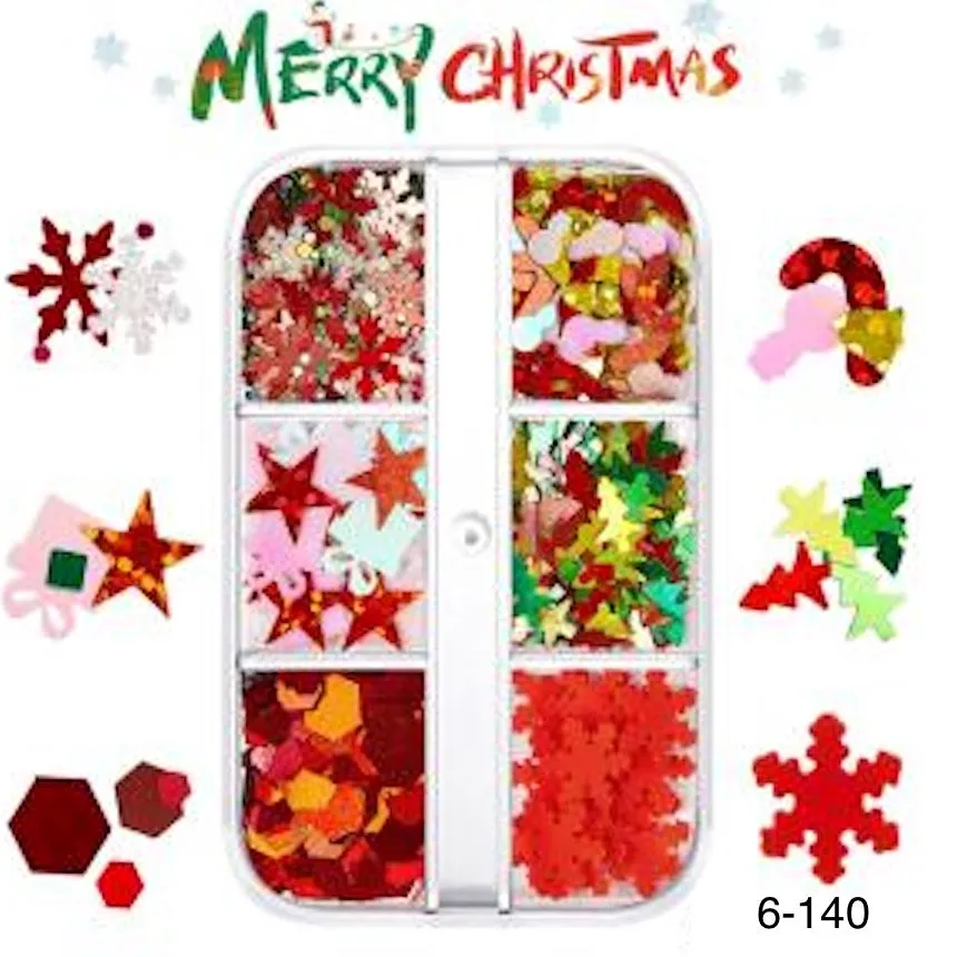 Christmas Nail Art Decoration (6-Grid Tray)