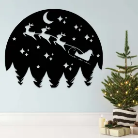 Christmas Night Scenery - Metal Wall Art