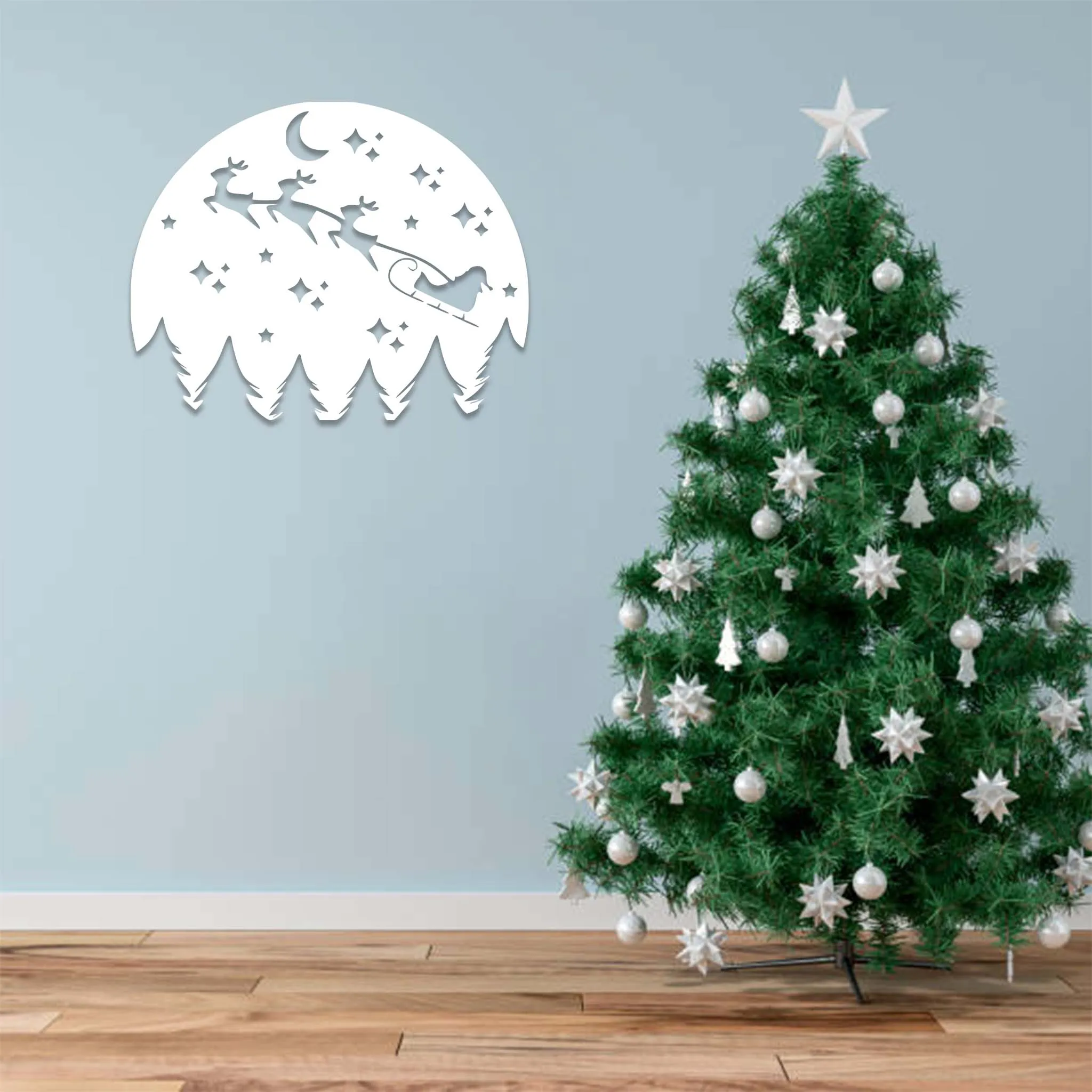 Christmas Night Scenery - Metal Wall Art