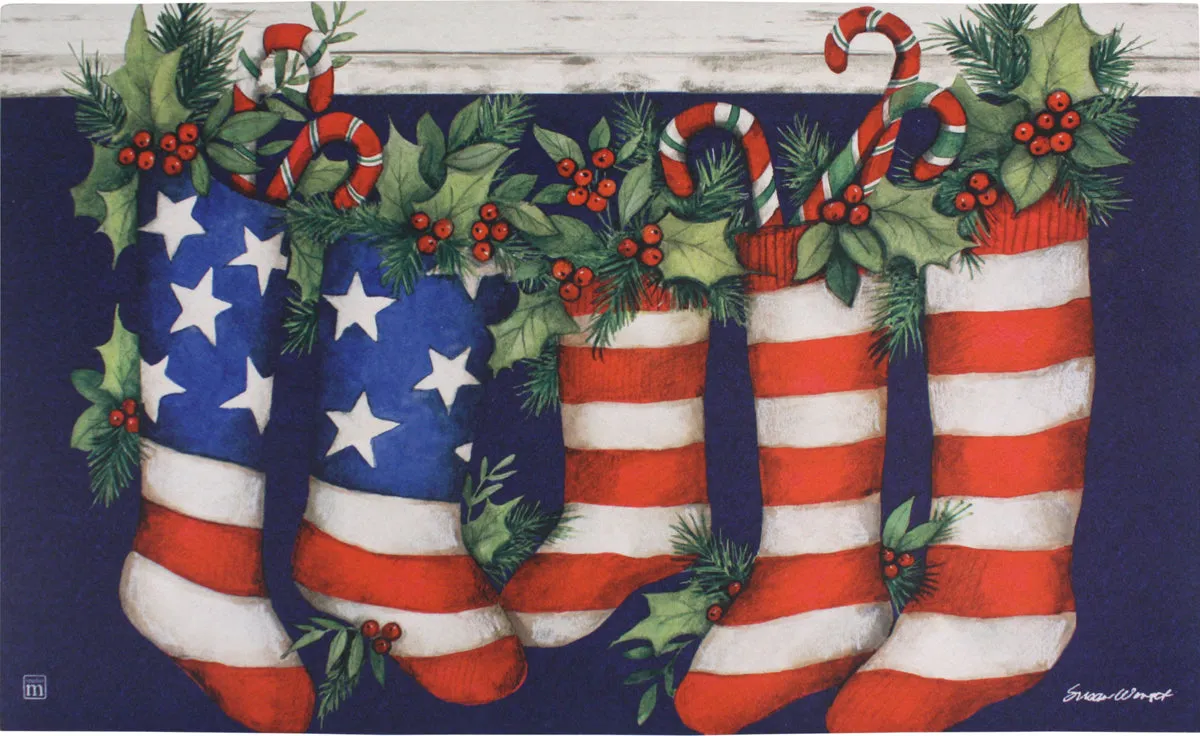 Christmas Patriotic Stocking Doormat