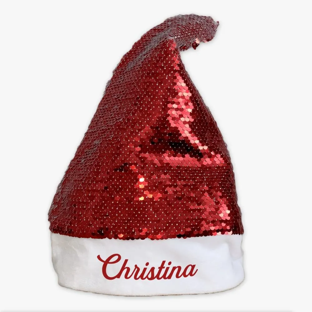 Christmas Personalized Sequin Santa Hat