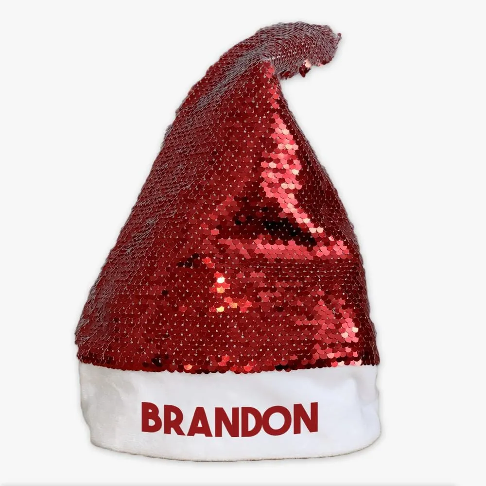 Christmas Personalized Sequin Santa Hat