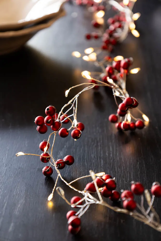 Christmas Red Berry Decorative Light Chain