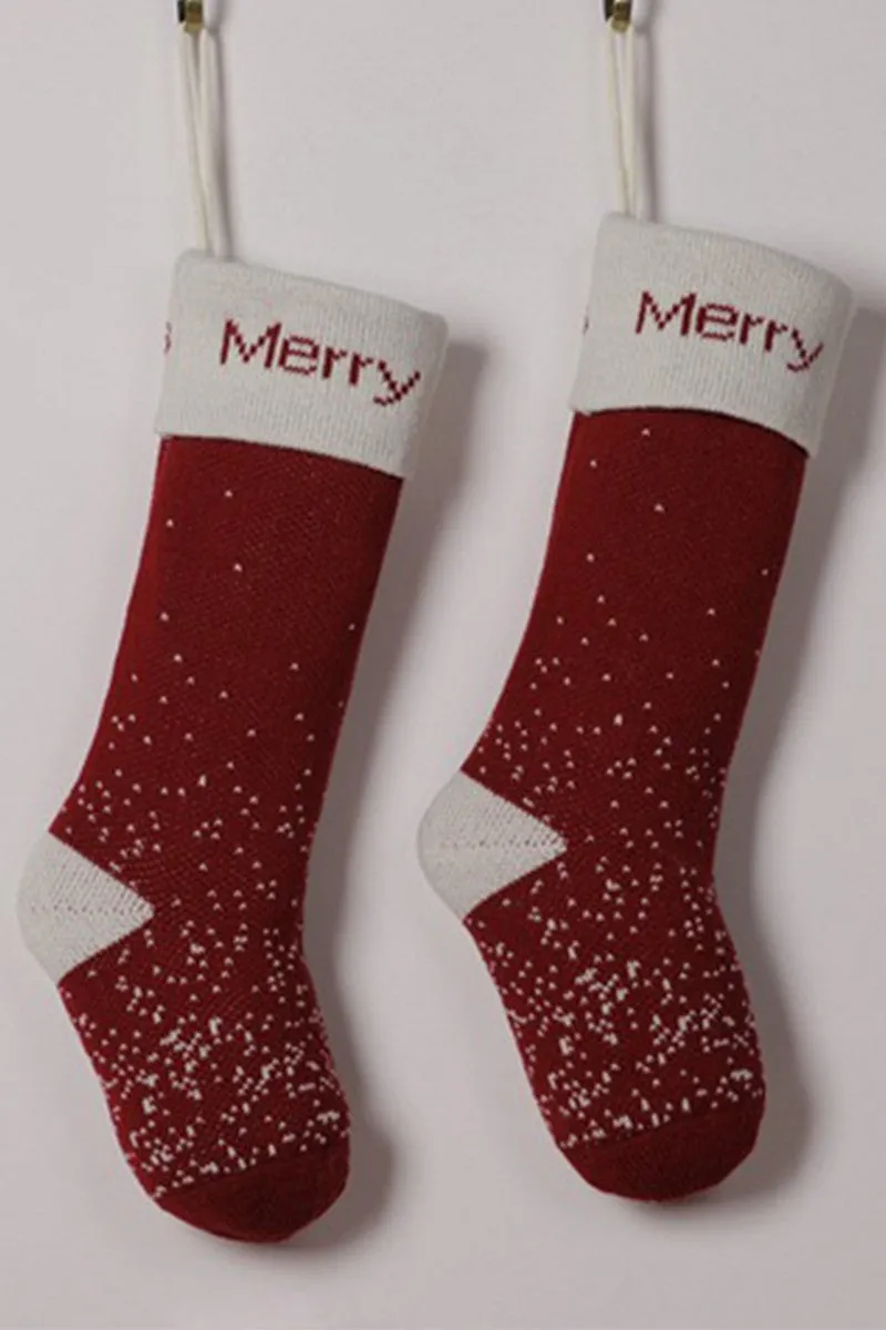 CHRISTMAS SOCKS WITH LETTERS AND SNOWFLAKES