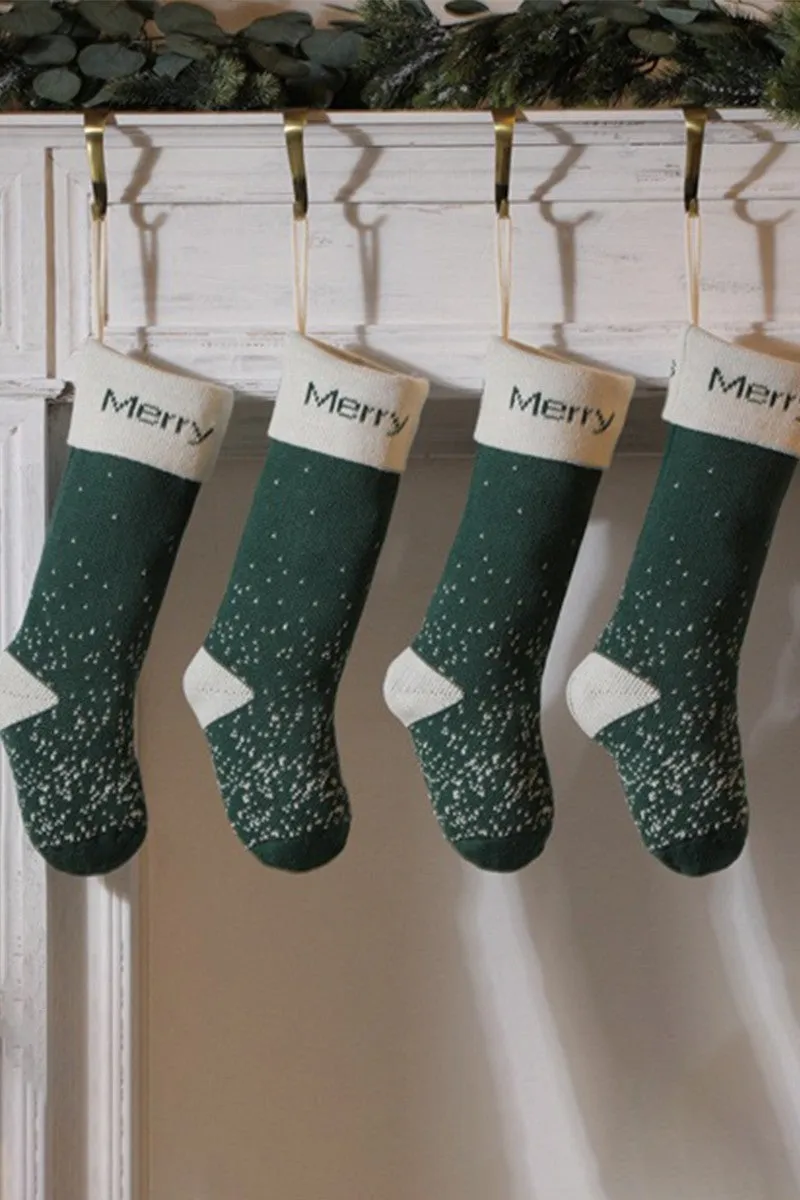 CHRISTMAS SOCKS WITH LETTERS AND SNOWFLAKES