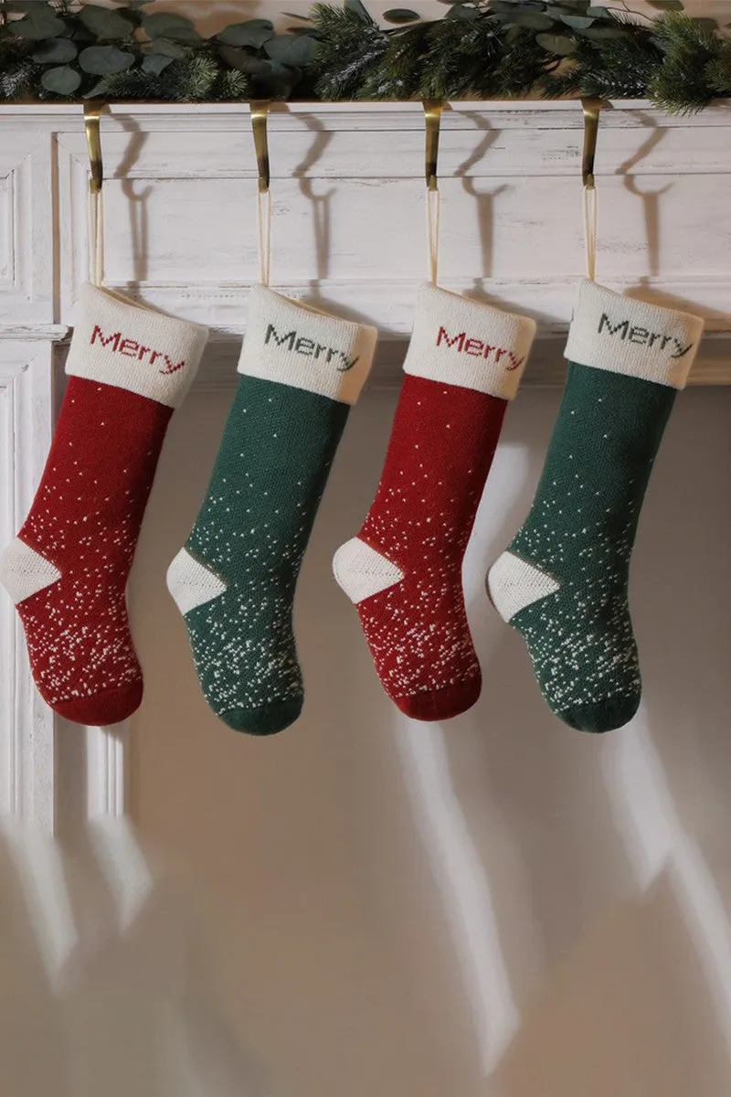 CHRISTMAS SOCKS WITH LETTERS AND SNOWFLAKES