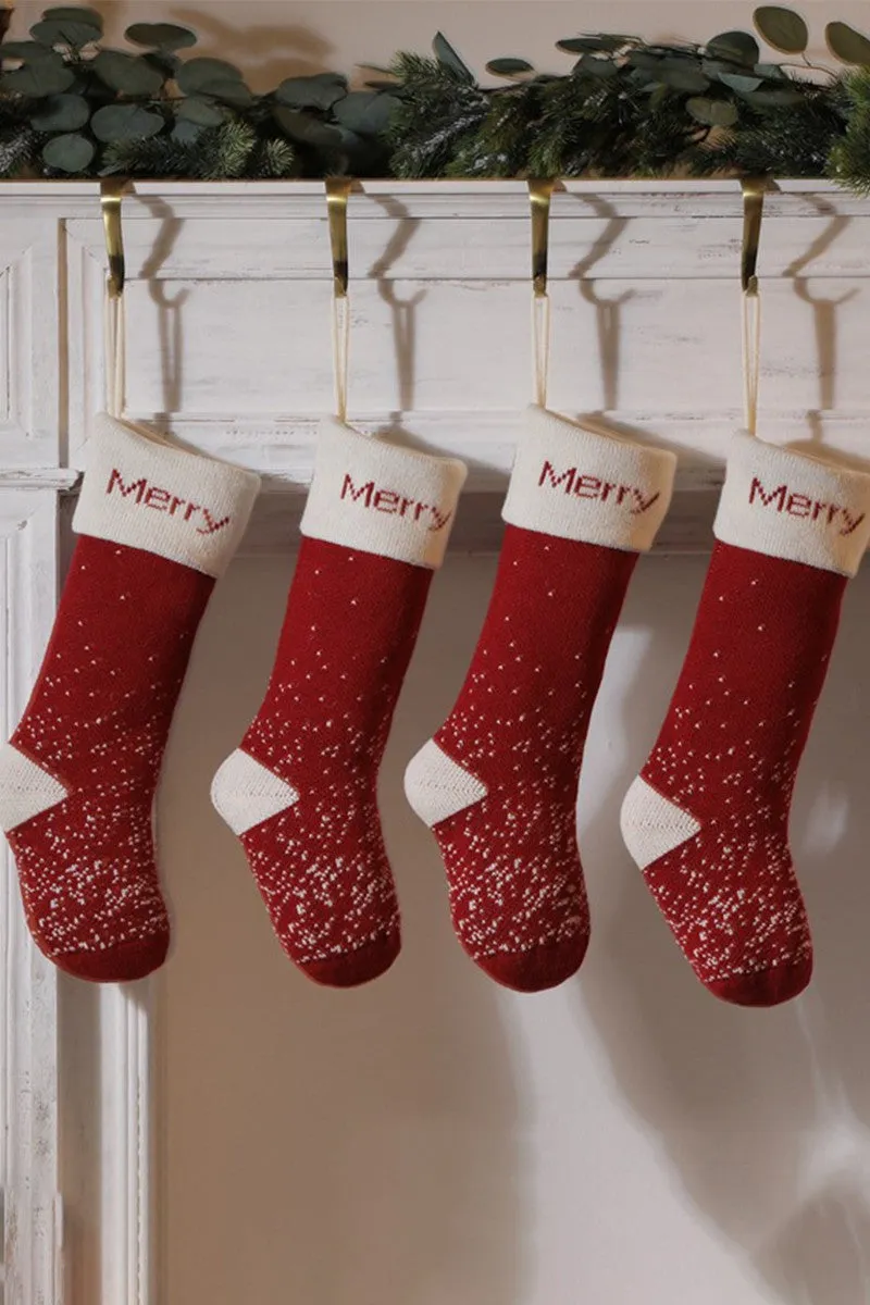 CHRISTMAS SOCKS WITH LETTERS AND SNOWFLAKES